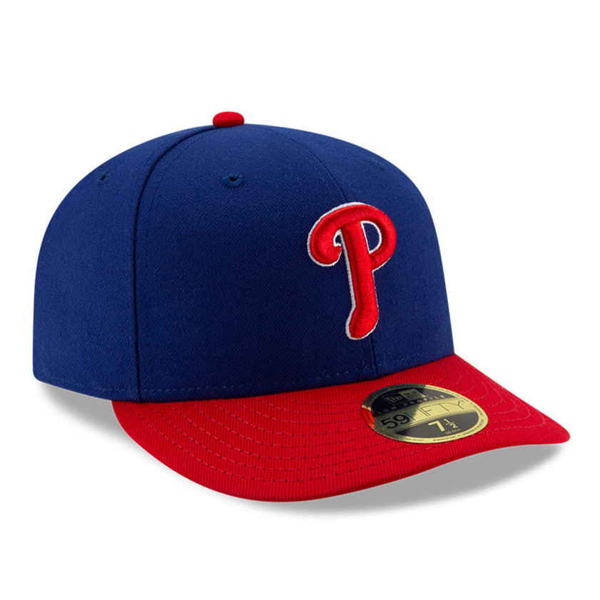 New Era 59Fifty Authentic MLB Philadelphia Phillies Low Profile Alternate Baseball Cap - Royal & Red - Official Licensed Hat for Men, Women, Fans - Perfect for Games, Sports Events & Casual Wear