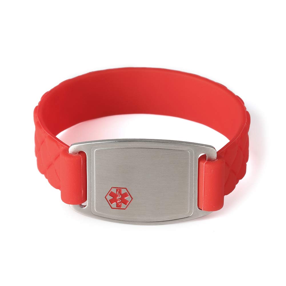 BAIYI Waterproof Medical ID Bracelet - Adjustable Silicone Emergency Alert Bracelet for Men & Women with Free Engraving - Perfect for Running, Hiking, Swimming & Outdoor Activities