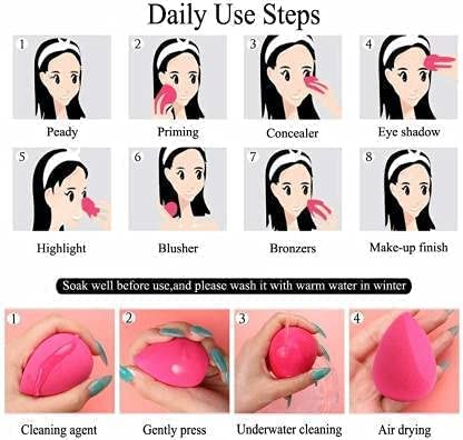 First Beauty Makeup Sponge Set of 10 - Professional Foundation Blender & Beauty Blender for Flawless Makeup Application | Multi-Colored Cosmetic Sponges (Colors May Vary) | Perfect for Liquid Foundation, Concealer & Powder Blending