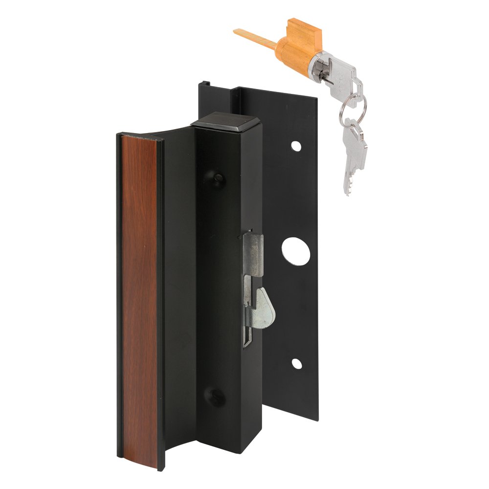Prime-Line C 1094 Black Extruded Patio Door Surface Hook Latch with Key - Secure Sliding Glass Doors & Windows - Single Pack for Home & Garden Security