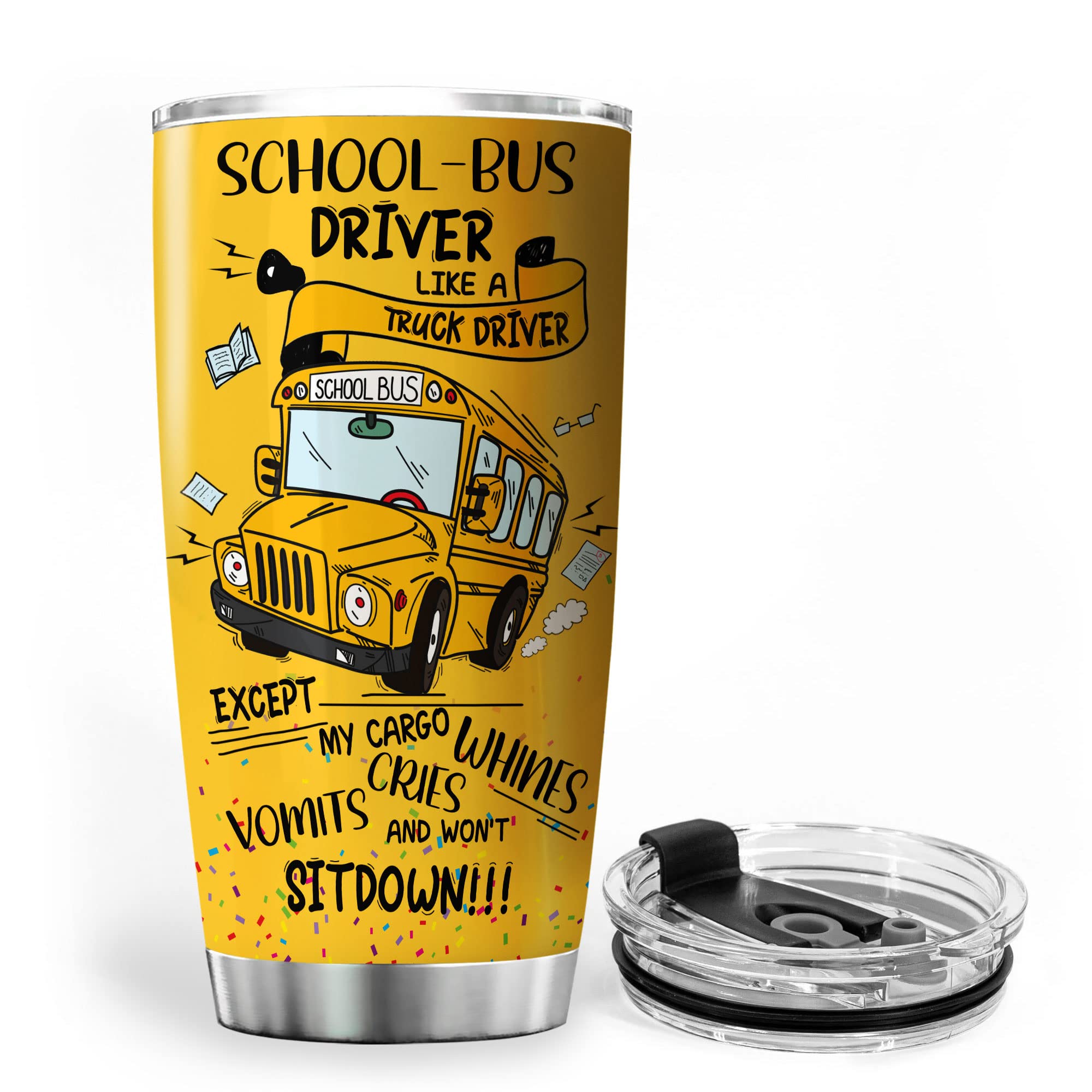ZOXIX 20oz Insulated Stainless Steel Coffee Tumbler for Bus Drivers - Leak-Proof Travel Mug with Lid, Funny Quotes Design - Perfect for School, Delivery & Commuting - Great Back to School Gift & Bus Driver Appreciation Present