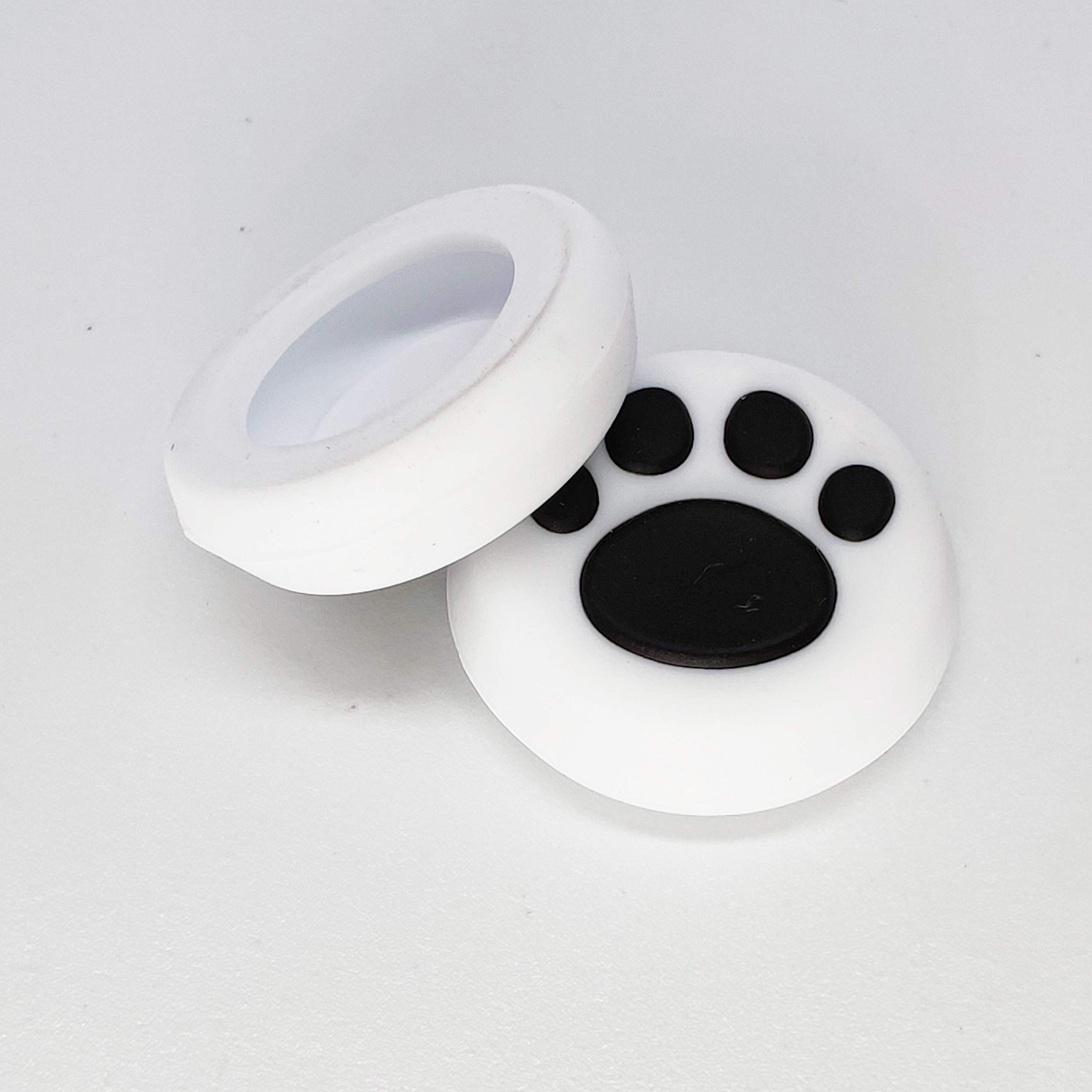 2PCS Analog Stick Thumb Grips for PS5/PS4/PS3/Xbox One/Xbox 360/PS2/Switch Pro/Wii U Controllers - Non-Slip Paw Design (White & Black) - Improve Gaming Comfort & Grip for Long Play Sessions