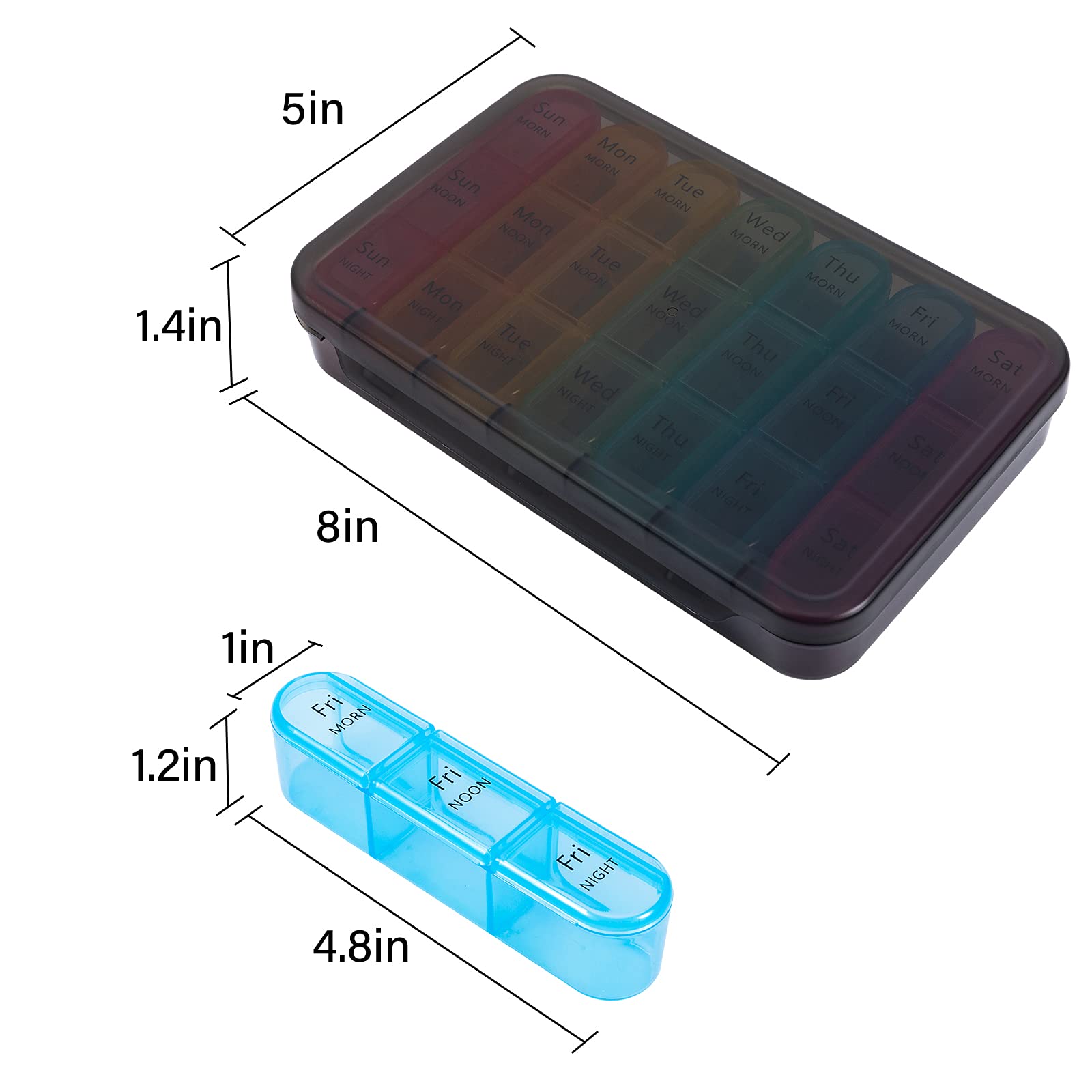 7-Day Large Pill Organizer Box - AM/PM & 3 Times Daily Medicine Case for Vitamins & Medications - Perfect for Travel, Home & Weekly Medication Management