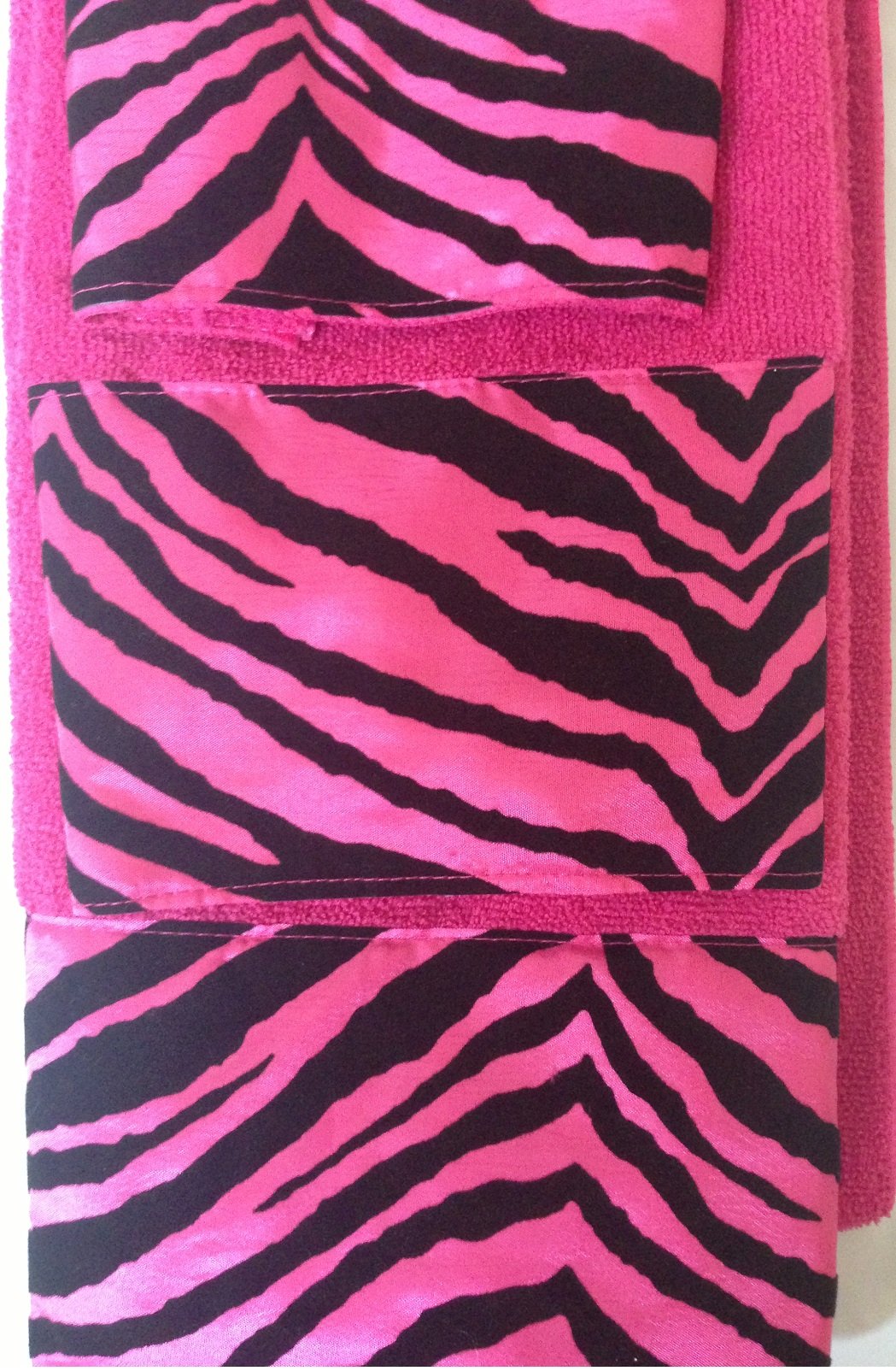 3 Piece Bath Towel Set - Soft Absorbent Black & Pink Zebra Print Hand Towel and Bath Towel for Spa, Bathroom, and Guest Use