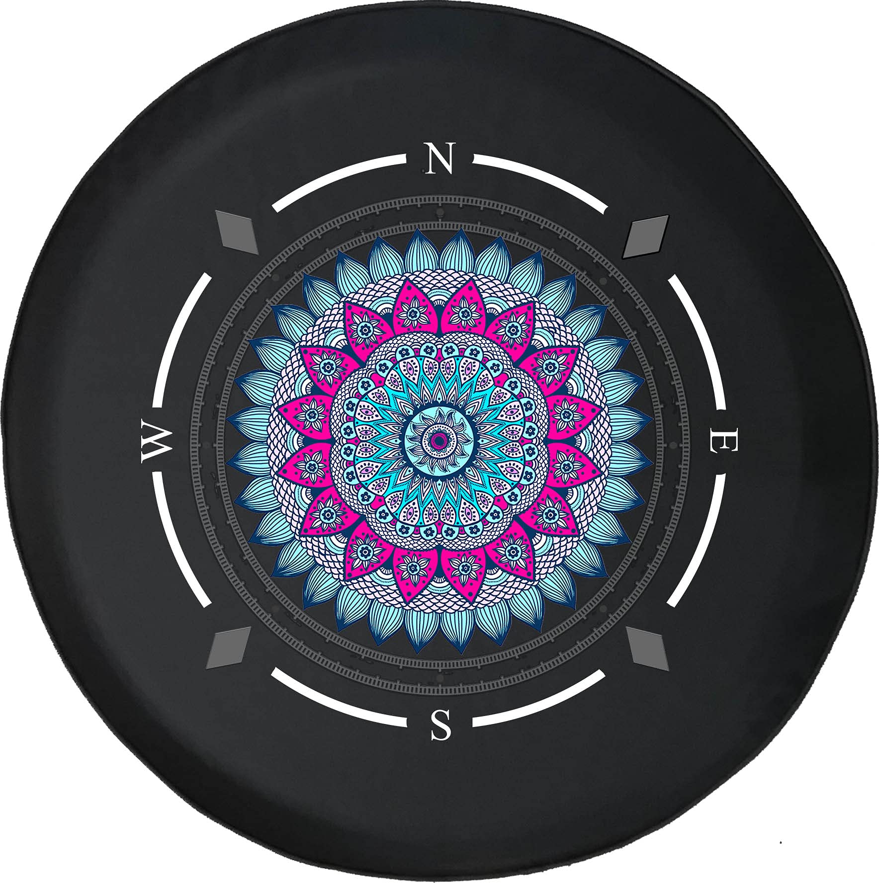 American Unlimited Spare Tire Cover with Compass Design - Pink Floral Wheel Cover for SUV, Trailer, RV Accessories | Durable & Colorful Spare Tire Protector for Outdoor Adventures & Road Trips