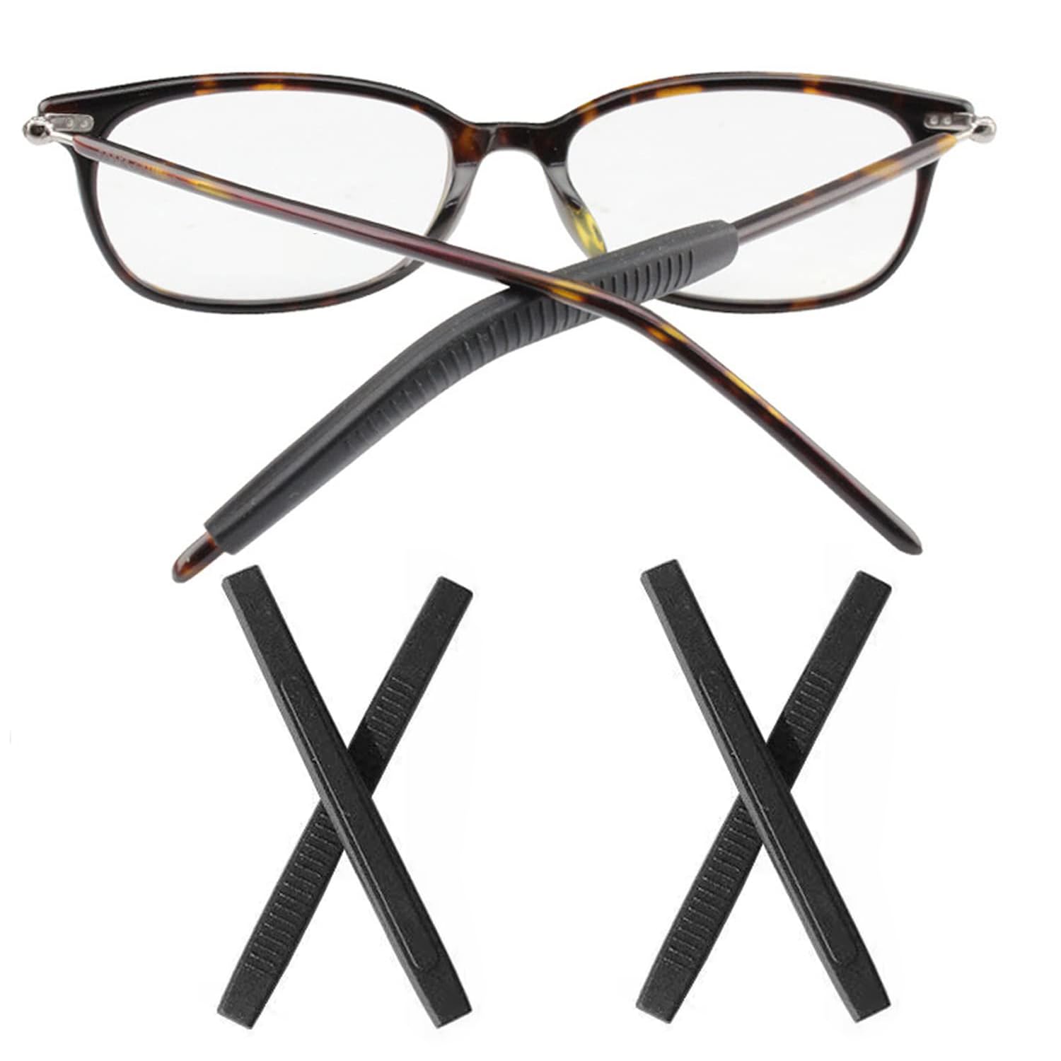 KECHIO Silicone Eyeglass Temple Tips - Anti-Slip Nose Pads for Glasses, Comfortable & Durable Replacement Parts (Perfect for Reading, Working & Daily Wear)