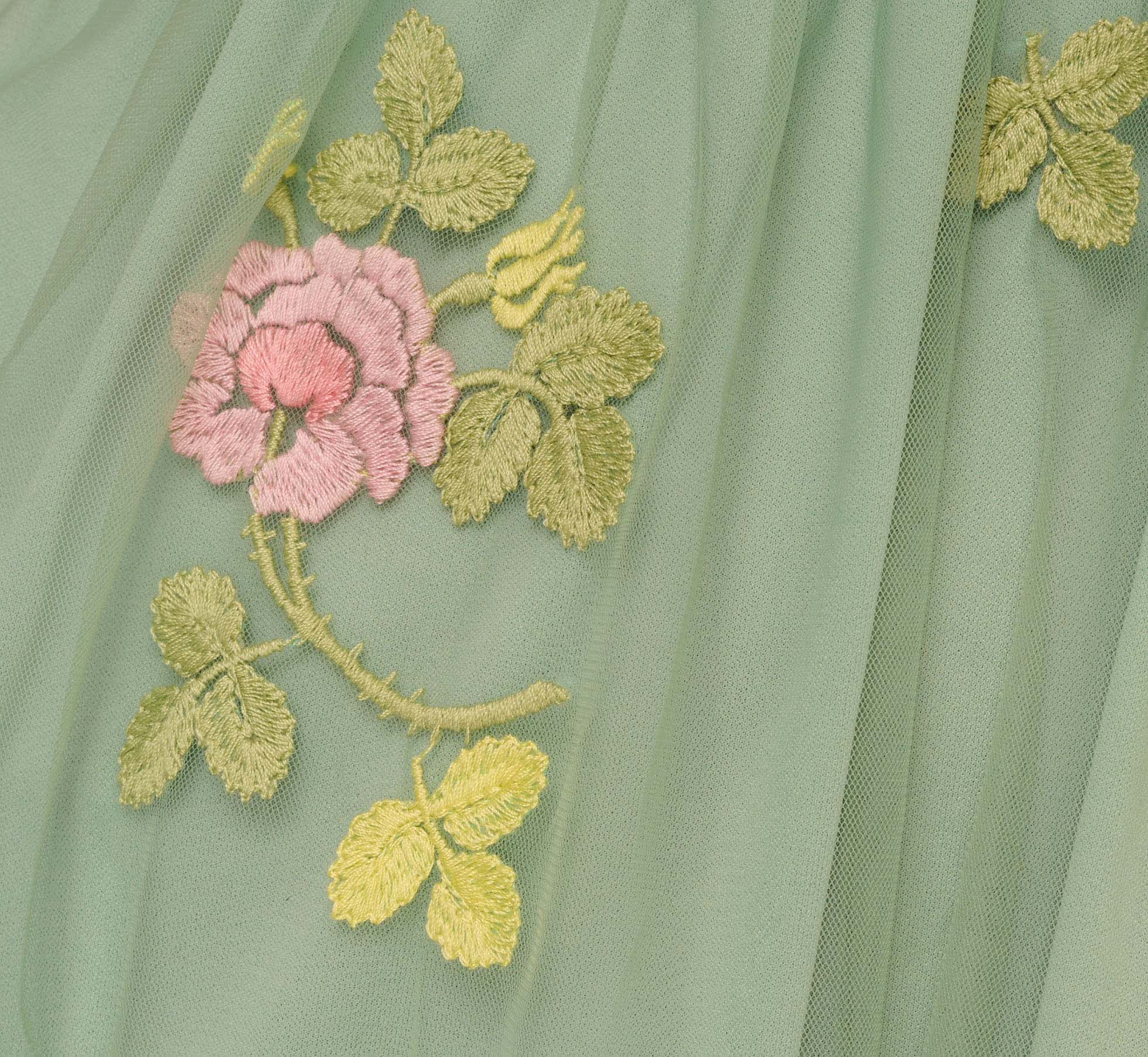 Floral Embroidered Maxi Dress With Sheer Flutter Sleeves - Sage Green Bohemian Summer Dress for Women, Perfect for Beach Vacations, Weddings & Outdoor Parties