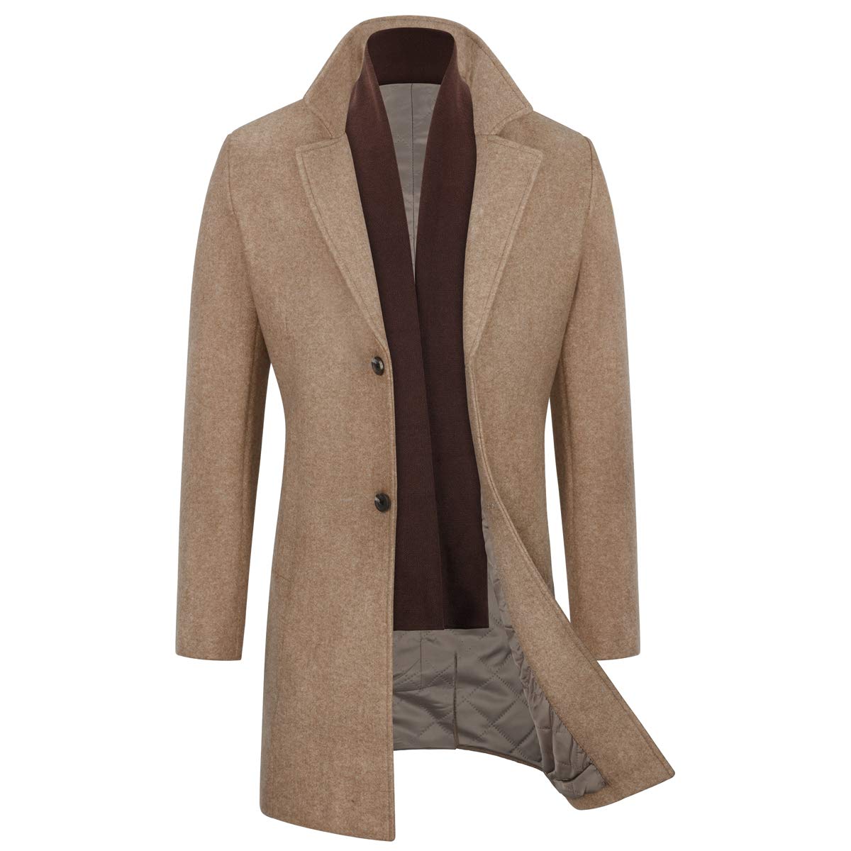 WULFUL Men's Slim Fit Wool Trench Coat - Warm Winter Overcoat for Business, Office & Formal Occasions