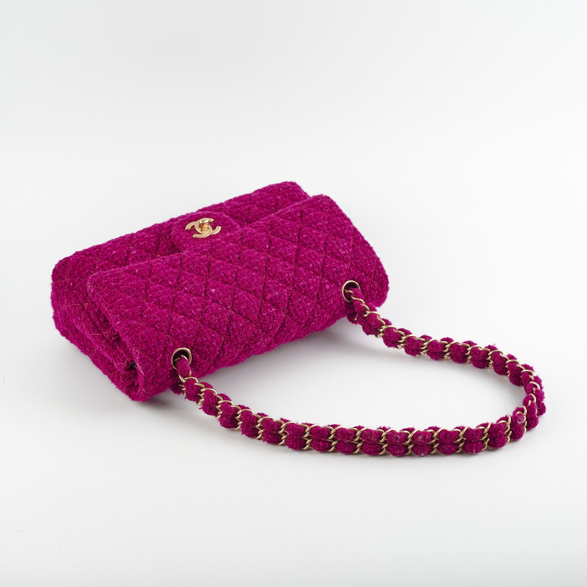 Chanel M/L Tweed Purple Classic Flap Shoulder Bag - Luxury Designer Handbag for Women | Perfect for Parties, Weddings & Special Occasions