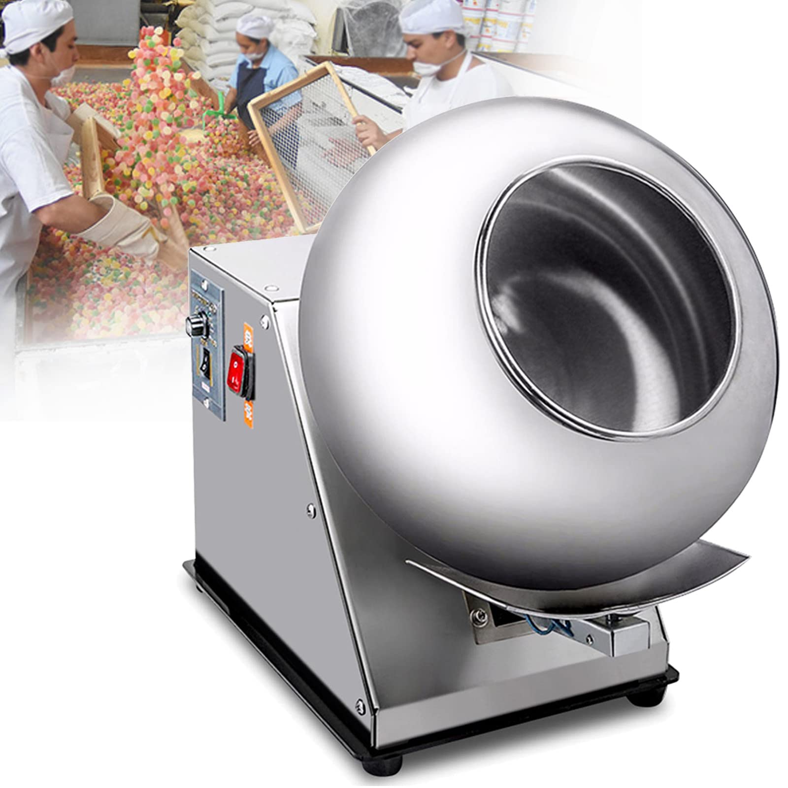 Automatic Tablet Coating Machine | Sugar & Chocolate Coating Machine | Commercial Nut & Candy Coating Equipment | 220V | Perfect for Small Businesses & Home Bakeries