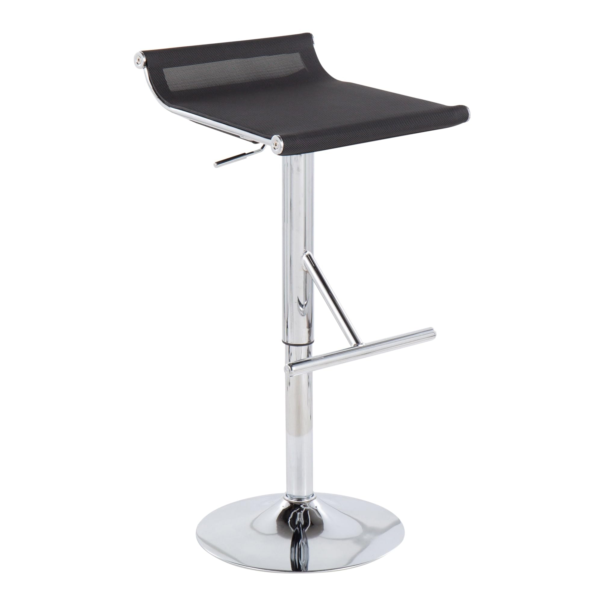LumiSource Mirage Ale Adjustable Swivel Bar Stool - Chrome Metal Bar Chair with Height Adjustment for Kitchen, Dining, or Home Bar - Perfect for Modern and Industrial Decor