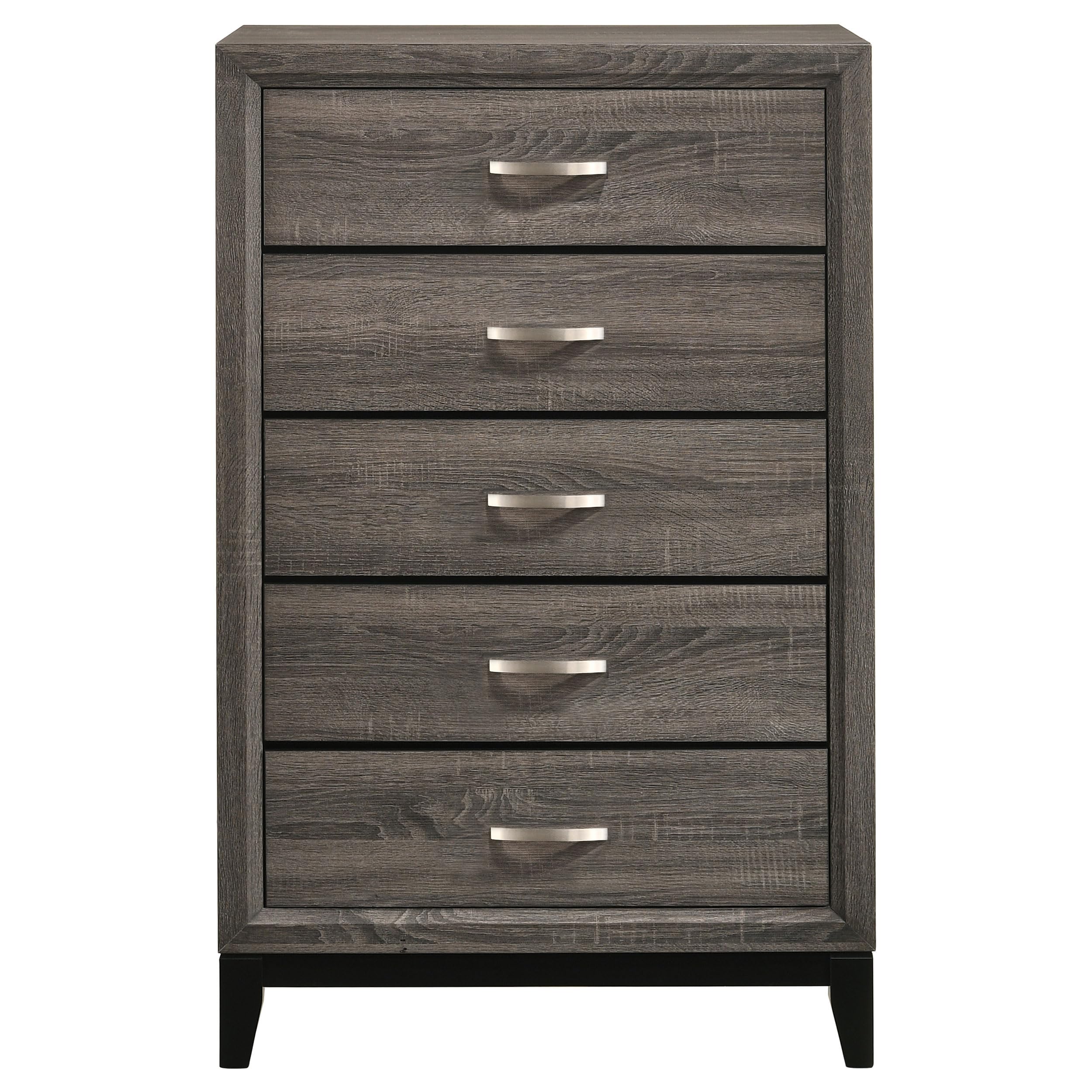 Coaster Home Furnishings Watson 5-Drawer Tall Dresser - Transitional Wood Bedroom Chest, Grey Oak Clothing Storage Cabinet & Organizer | Perfect for Master Bedroom, Guest Room, or Dormitory Organization