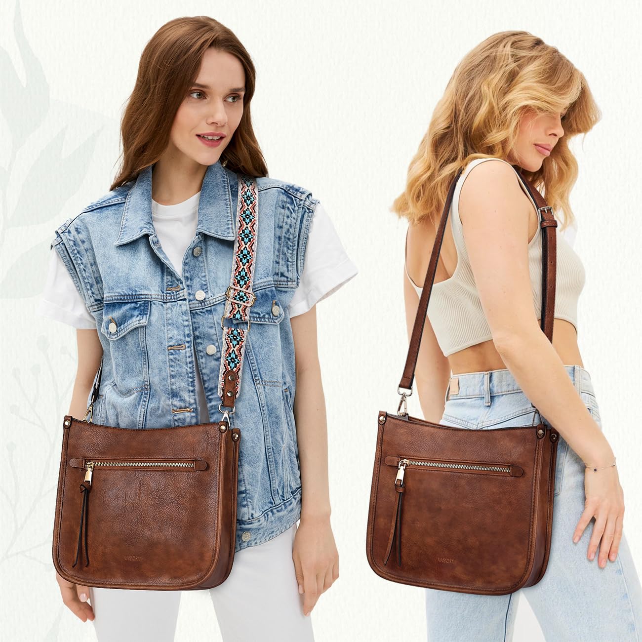 VASCHY Vegan Leather Crossbody Bag for Women - Stylish Hobo Shoulder Purse with Adjustable Guitar Strap | Perfect for Work, Travel & Everyday Use