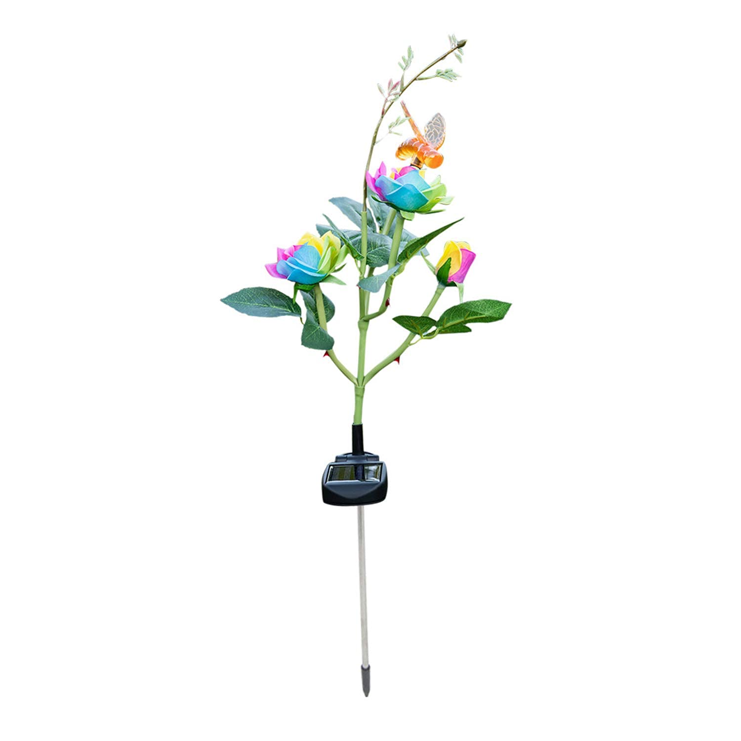 Ubersweet® Solar LED Flower Lights - Rose & Bee Shaped Garden Stake Lights for Pathway, Walkway, Lawn, Patio & Backyard | Waterproof Solar Powered Outdoor Landscape Lighting | Perfect for Romantic Garden Decor, Wedding Decorations & Nighttime Ambiance