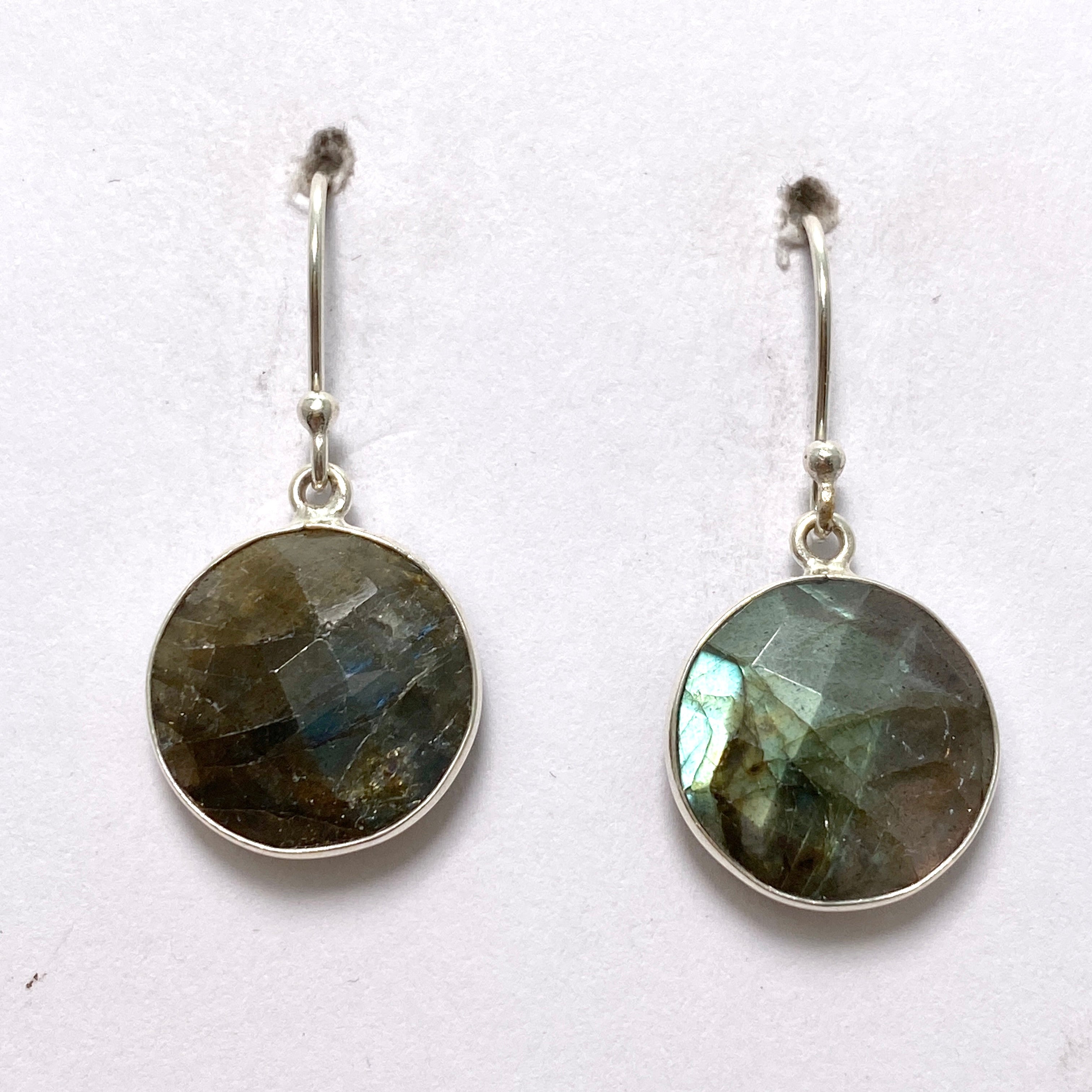 Labradorite Round Checkerboard Faceted Earrings for Women | Sparkling Gemstone Jewelry | Perfect for Parties, Weddings & Special Occasions