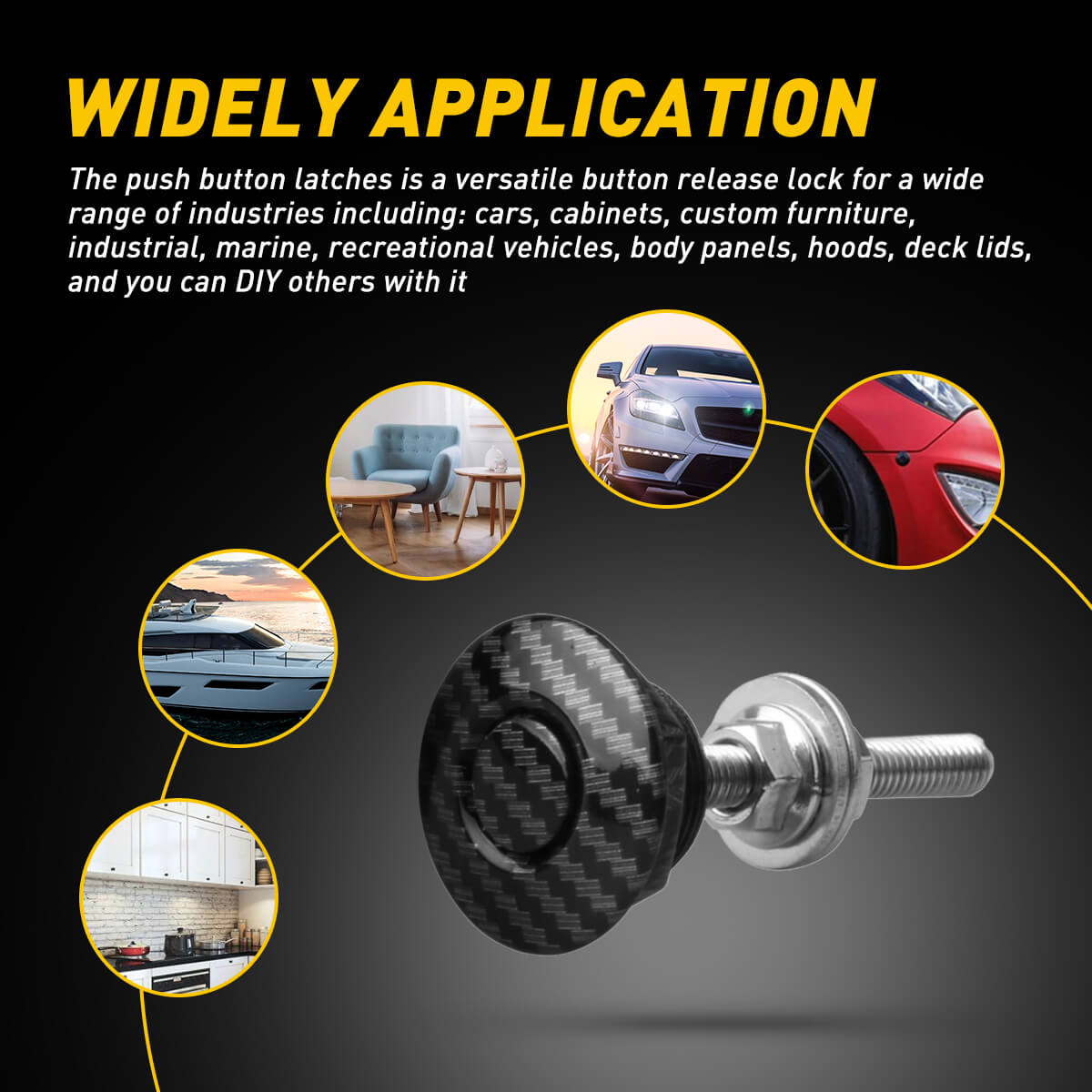 Universal Aluminum Quick Lock & Release Hood Pins Kit - 1.18