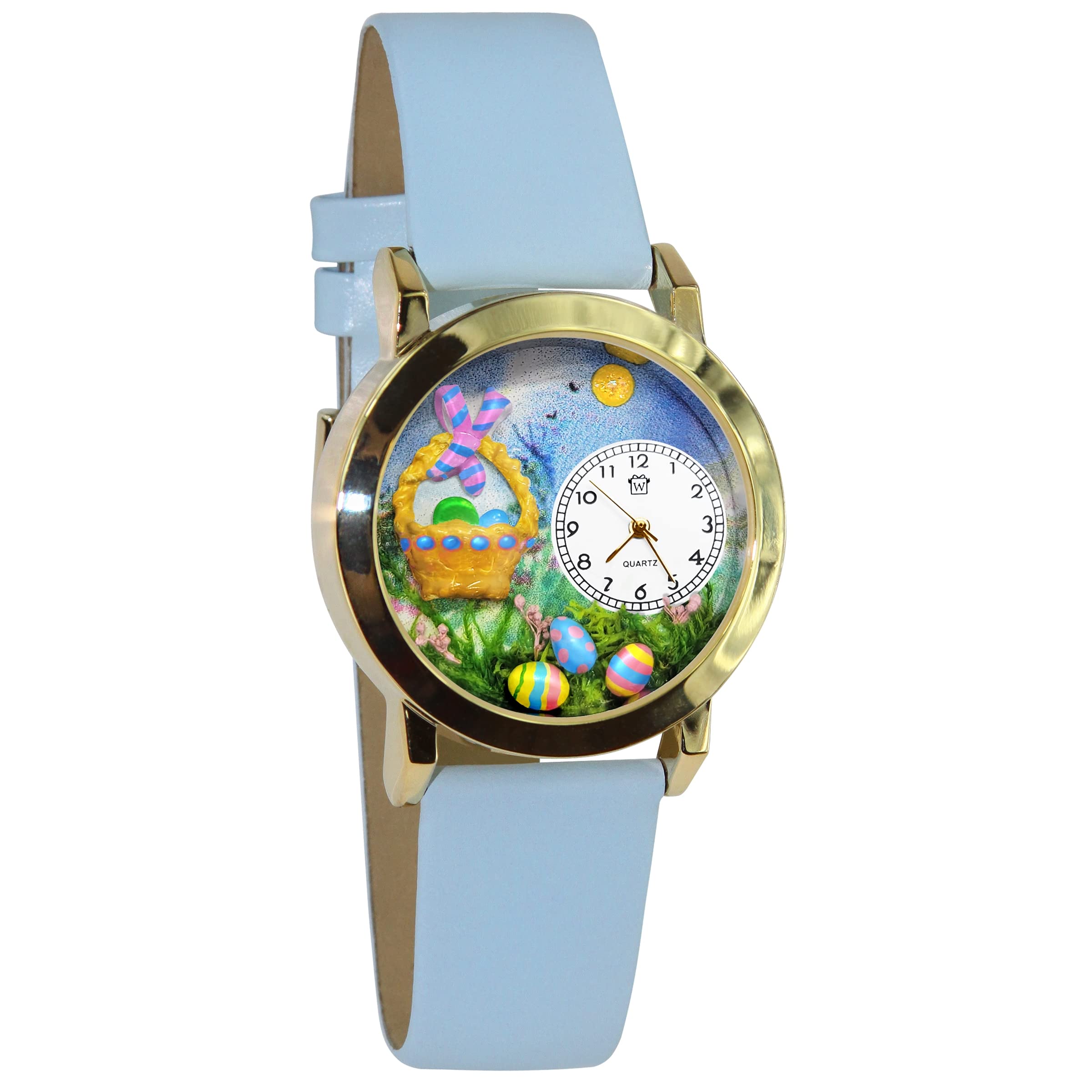 Easter 3D Watch Collection - Bunny or Basket Design with Gold/Silver Finish | Handmade Leather Band | Unique Novelty Gift for Women & Men | Perfect for Easter Celebrations, Parties & Special Occasions