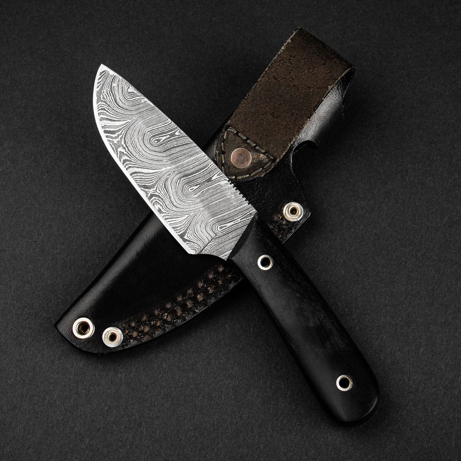 Premium Damascus Steel Fixed Blade EDC Knife - Tactical Outdoor Survival, Camping, Hunting & Everyday Carry Knife