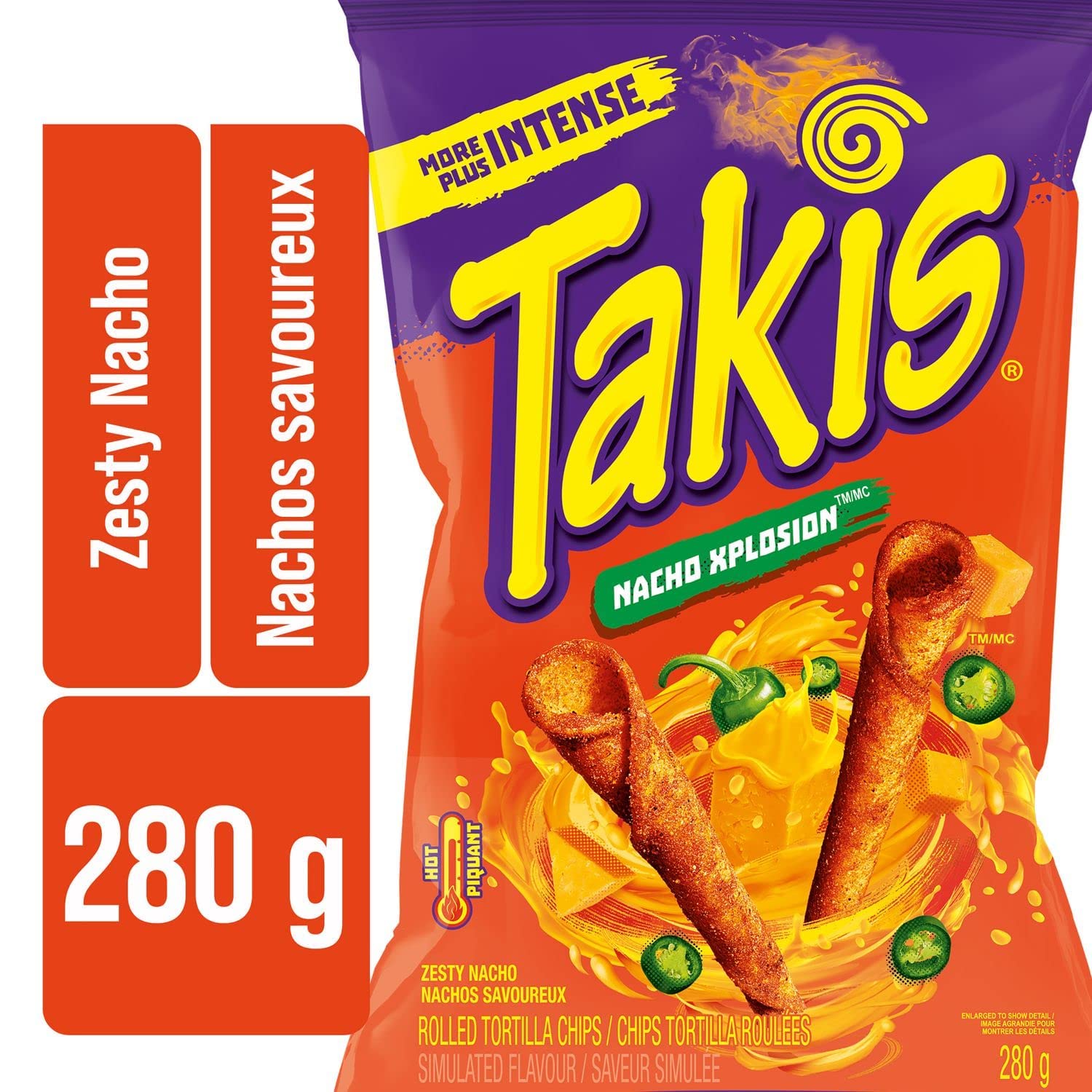 Takis Zesty Nacho Cheese Rolled Tortilla Chips 280g (9.8oz) - Pack of 2 | Spicy Mexican Snack for Parties, Movie Nights & Road Trips | Ships from USA