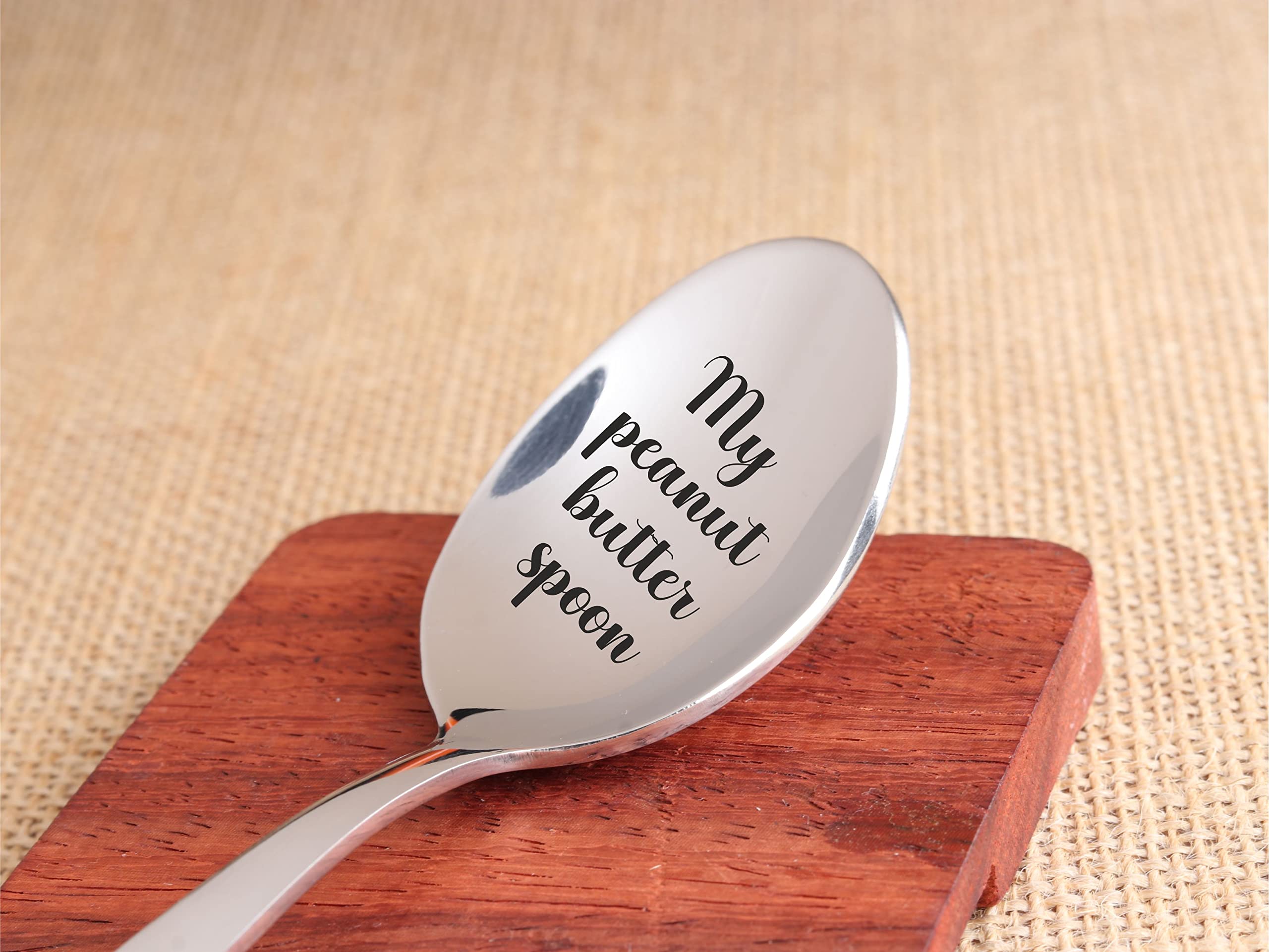 Personalized Peanut Butter Spoon - 7 Inch Stainless Steel Engraved Gift for Birthday, Anniversary, Christmas (Silver) | Unique Present for Lovers, Couples & Foodies - Perfect for Romantic Dinners, Stocking Stuffers & Kitchen Use