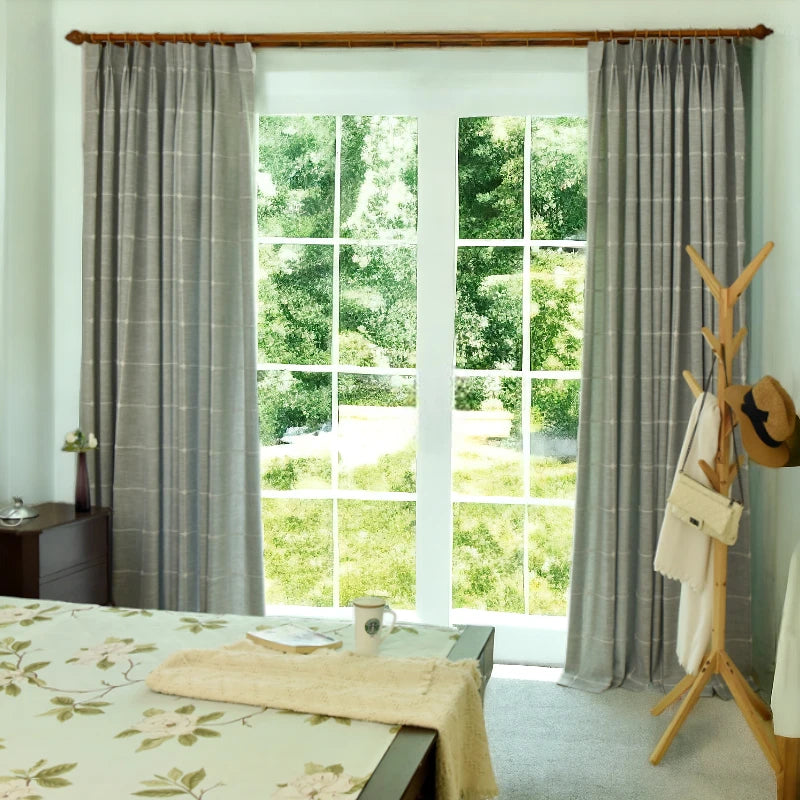 Ryann Geometric Stripe Grommet Sheer Custom Curtains for Living Room & Bedroom - Light Filtering Window Drapes with Modern Design