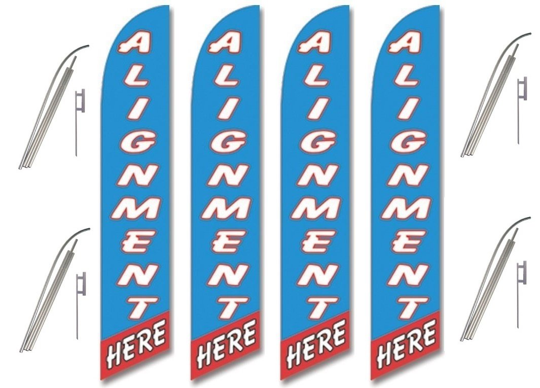 4 Full Sleeve Swooper Flags with Poles & Spikes - Light Blue, Red, White - Perfect for Sports Events, Parades & Patriotic Decorations