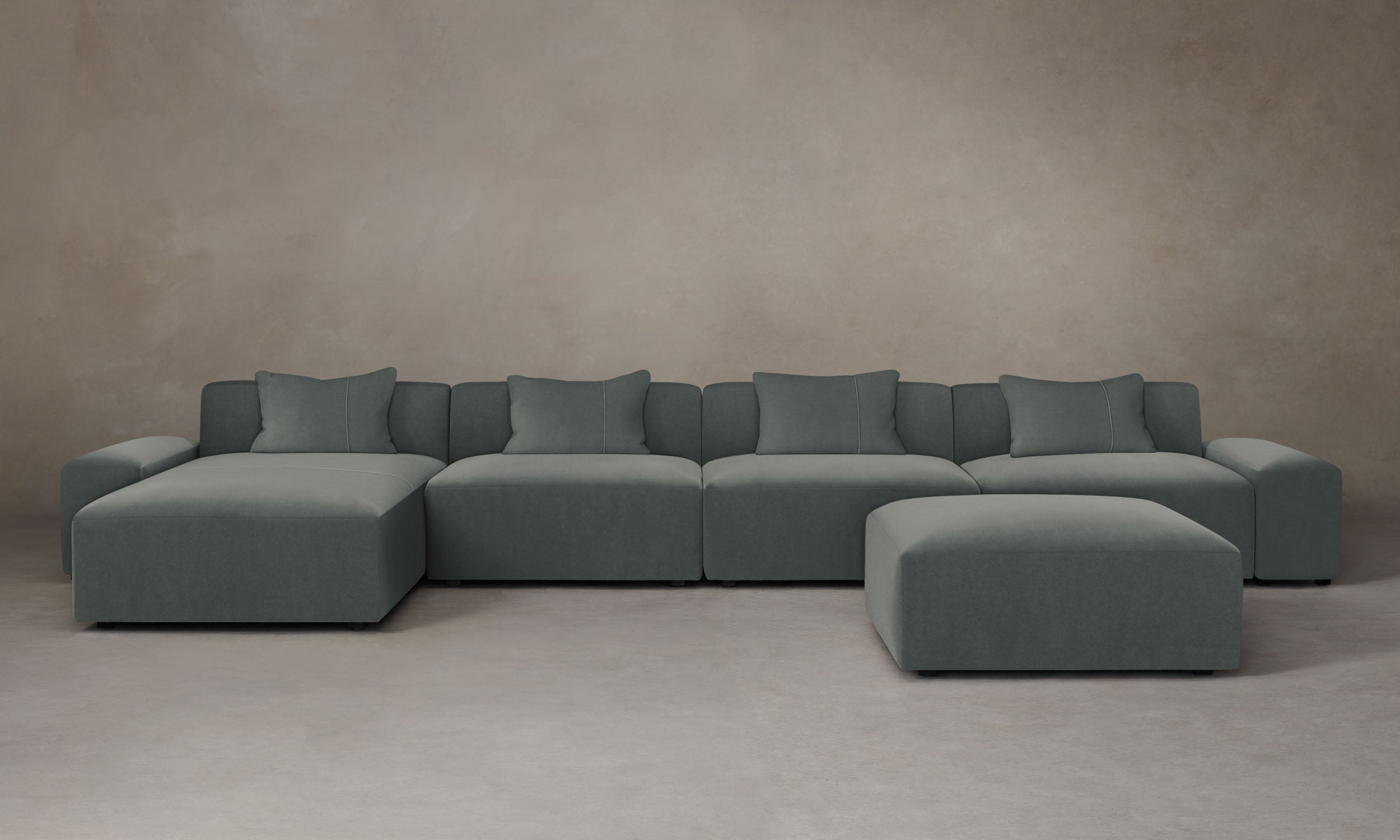 Breuer Modular Sectional Sofa - Luxurious Mohair Fabric in Fog Gray - Perfect for Living Room, Lounge, or Office Spaces