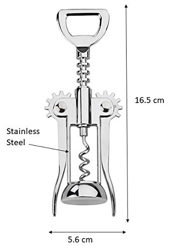 Premium Chrome Plated Wing Corkscrew with Lever Arm - Professional Wine & Beer Bottle Opener - Ideal for Restaurants, Bars, Home Entertaining & Gifts