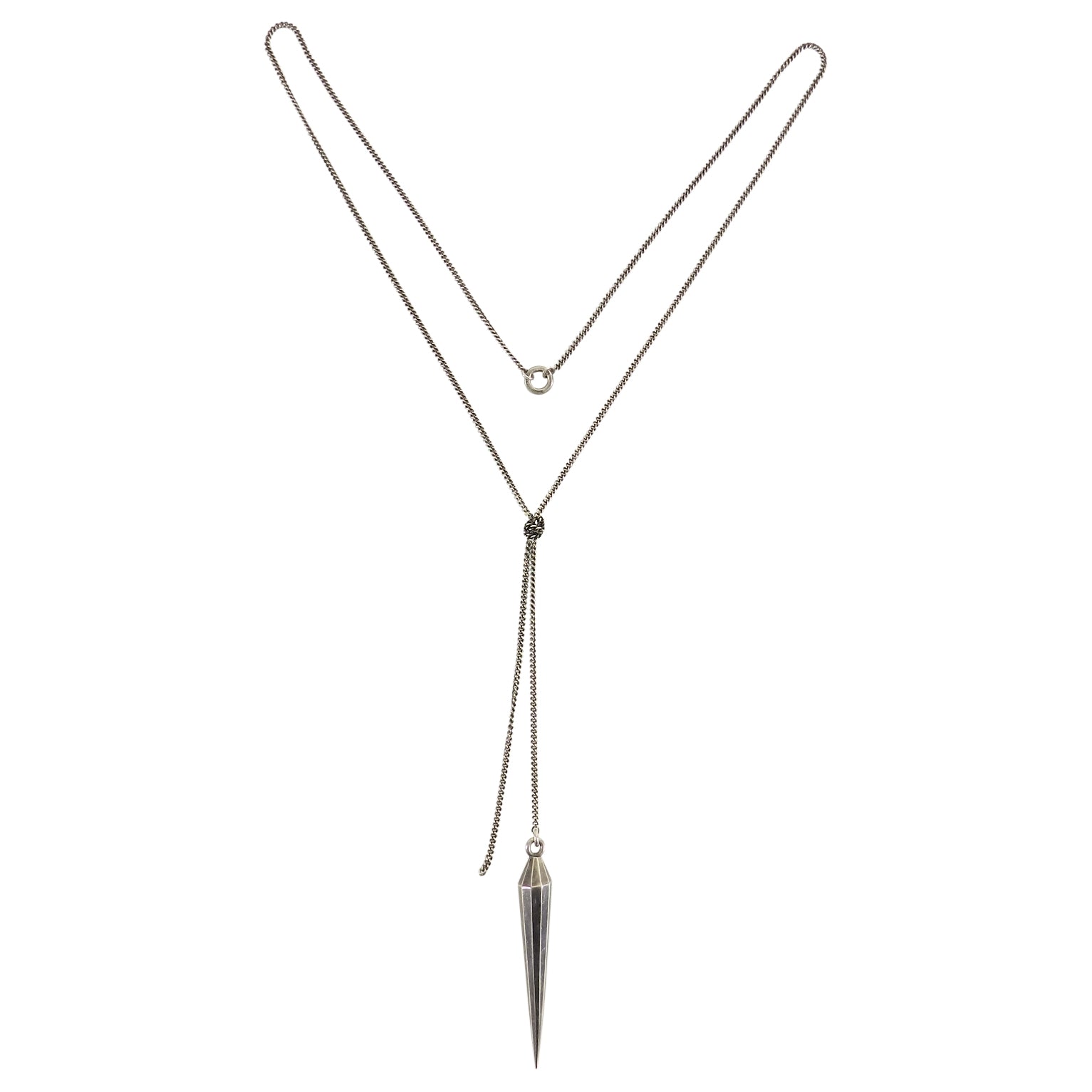 Ann Demeulemeester Sterling Silver Long Pendant Necklace for Women - Elegant Minimalist Layering Jewelry for Everyday Wear & Special Occasions
