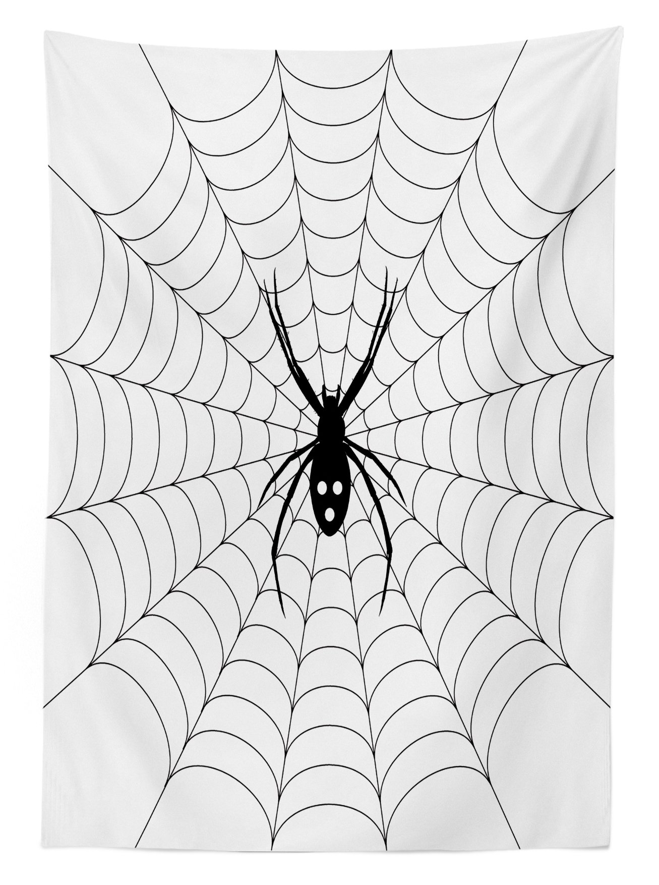 Ambesonne Halloween Outdoor Tablecloth - Poisonous Animal Venom Thread Circular Trap Arachnid Cartoon Design, Spooky Season Washable Picnic Table Cover, 58