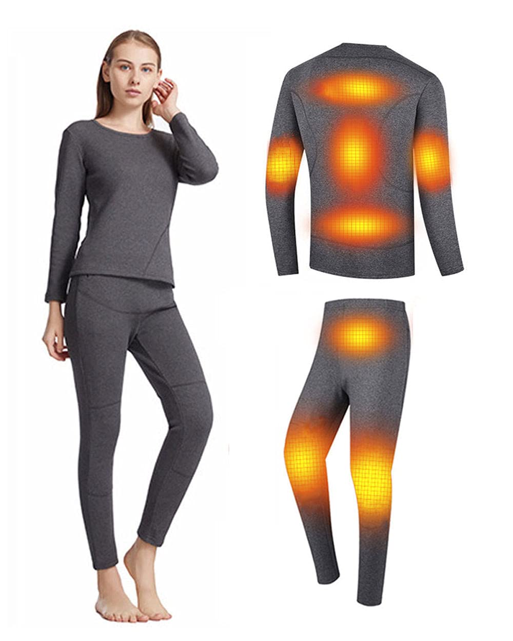 Women's USB Heated Thermal Underwear Set - Electric Warm Long Underwear & Snow Leggings for Cold Weather - Perfect for Winter Sports, Skiing, Hiking and Outdoor Activities