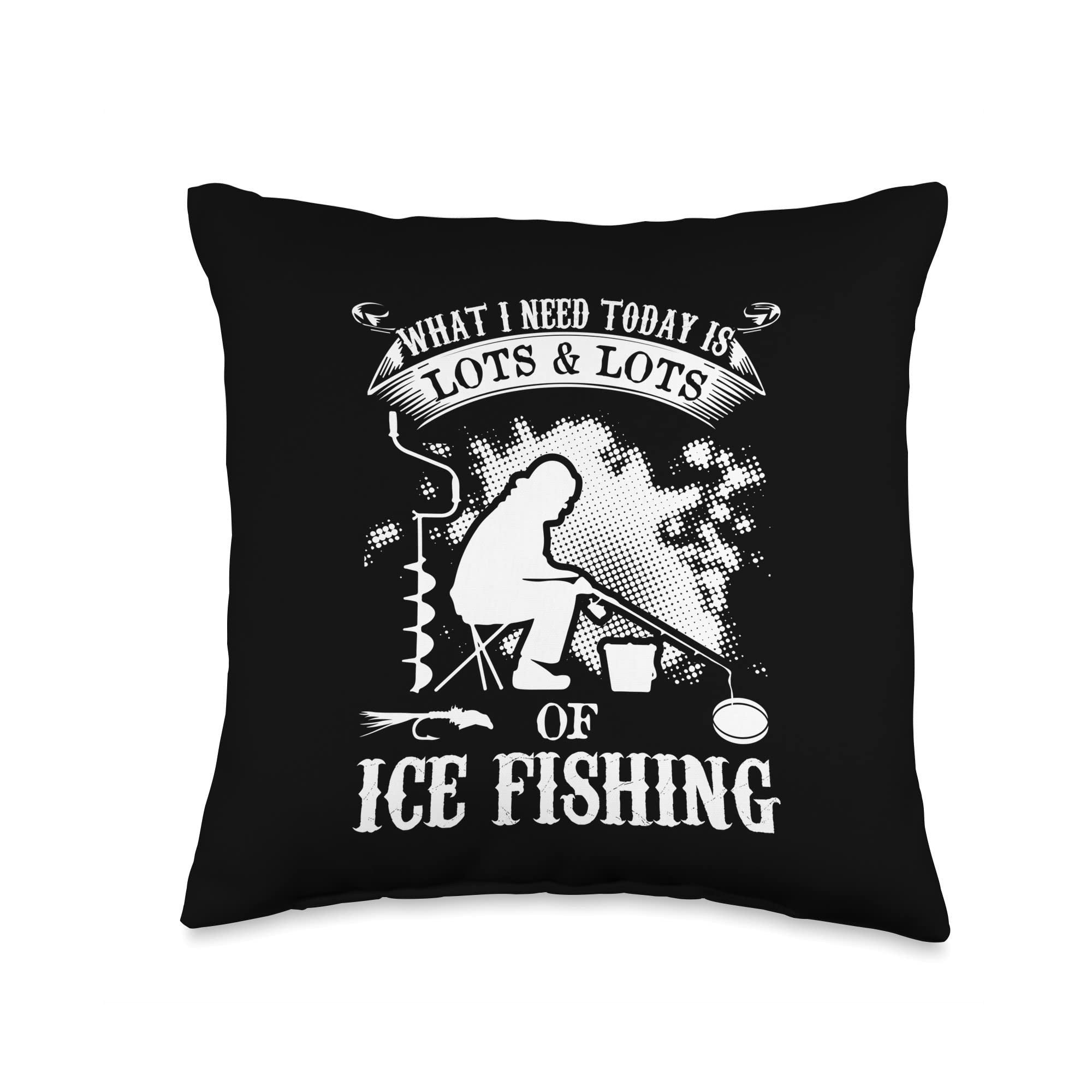 16x16 Multicolor Ice Fishing Enthusiast Throw Pillow - Perfect for Home Decor, Cabin Accents & Gift for Fishing Lovers