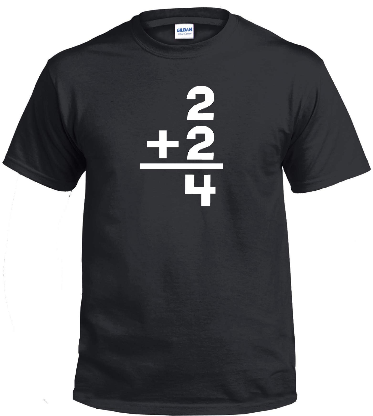 STUFF WITH ATTITUDE 2+2=4 Funny Math Black T-Shirt for Men & Women - Casual Wear, School Outfits & Geek Fashion