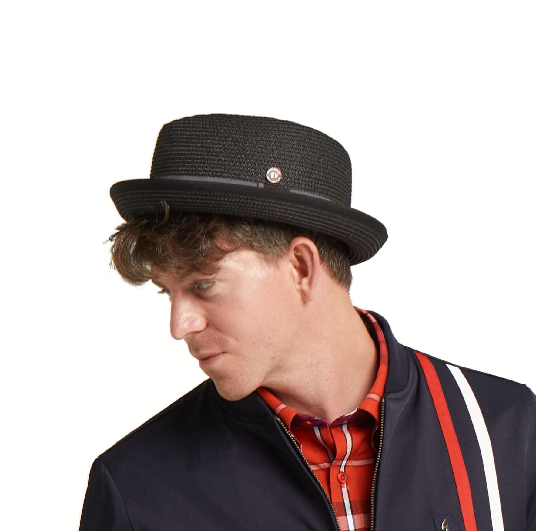 Stylish Men's Summer Pork Pie Straw Hat - Breathable & Lightweight for Outdoor Activities, Beach, and Casual Wear