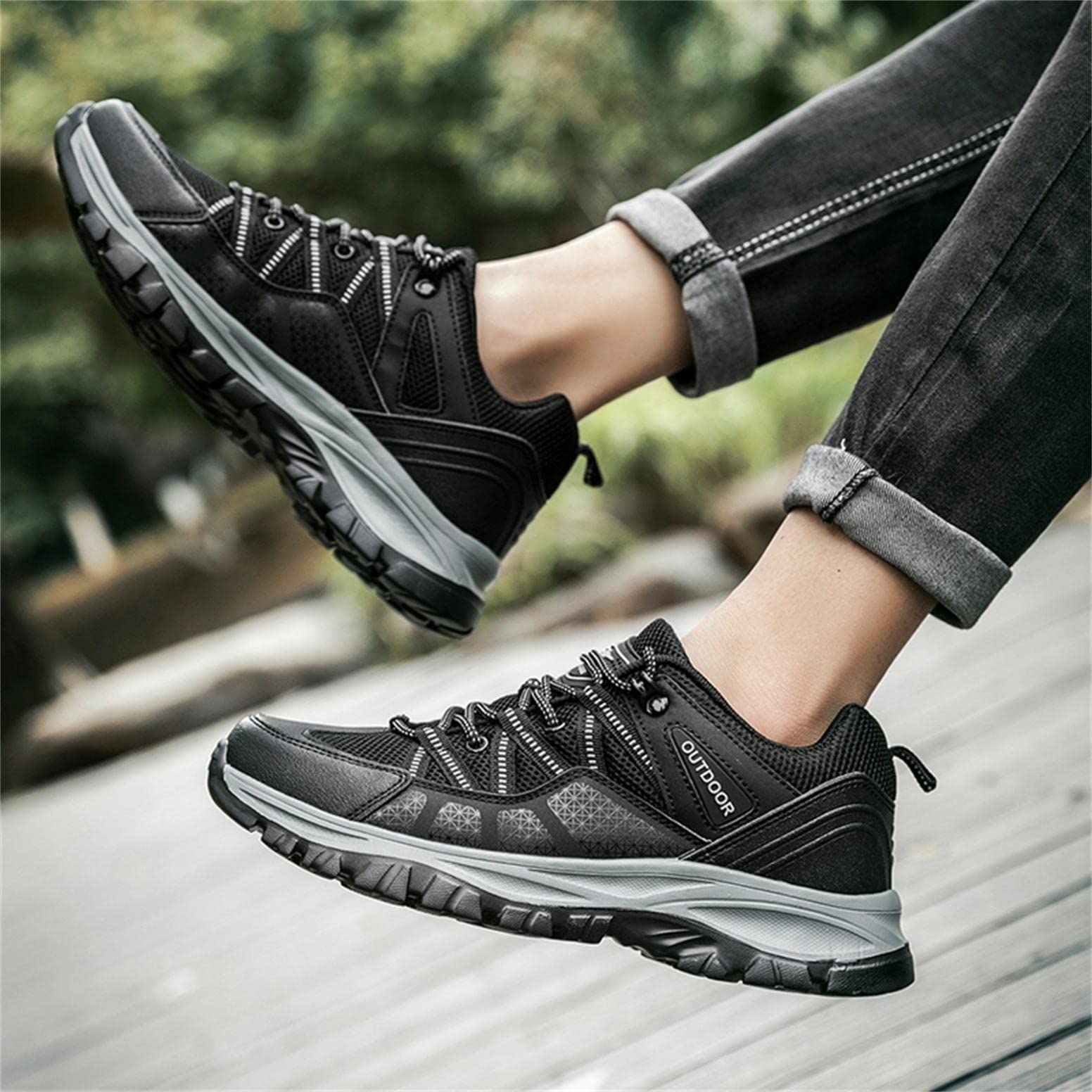 Hbeylia Men's Hiking Shoes - Lightweight Breathable Low Top Non-Slip Outdoor Sneakers for Trekking, Backpacking & Running | Durable Trail Shoes for Hiking Adventures & Mountain Climbing