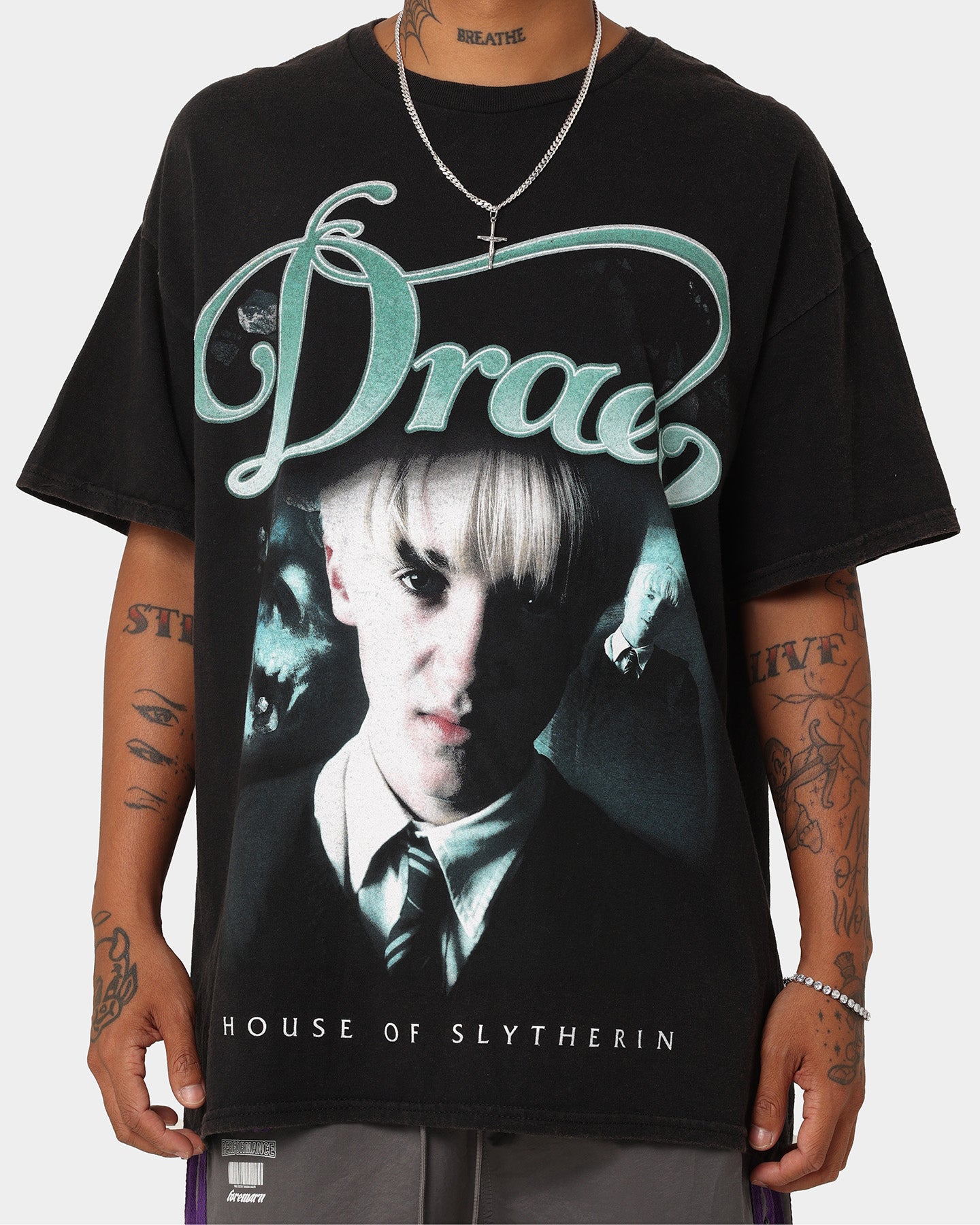 Harry Potter Draco Malfoy Vintage T-Shirt - Black Distressed Wash - Casual Fan Apparel for Cosplay & Everyday Wear
