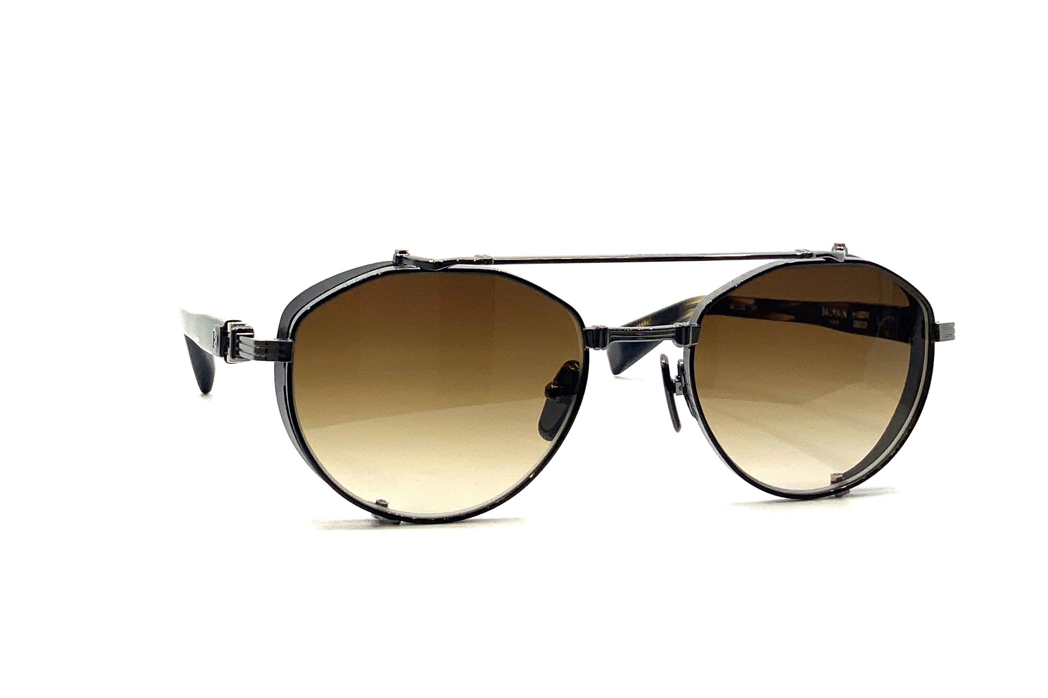 Balmain Brigade IV Sunglasses - Black & Brown Aviator Style for Men & Women | UV Protection, Fashion Accessory for Outdoor, Driving & Travel
