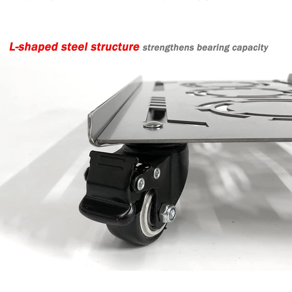Sturdy Stainless Steel PC Tower Stand with Locking Casters - 50x26cm Mobile Desktop Computer Stand for Floor & Carpet - Perfect for Gaming Setup, Office Workstation & Home Use