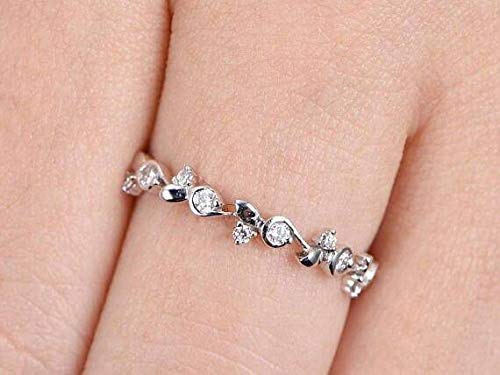 0.25 Carat Moissanite Wedding Band - Half Eternity Floral Ring for Women - 18K Gold Plated Stackable Anniversary Ring - Perfect for Bridal Jewelry, Engagement Stacking & Special Occasion Gifts