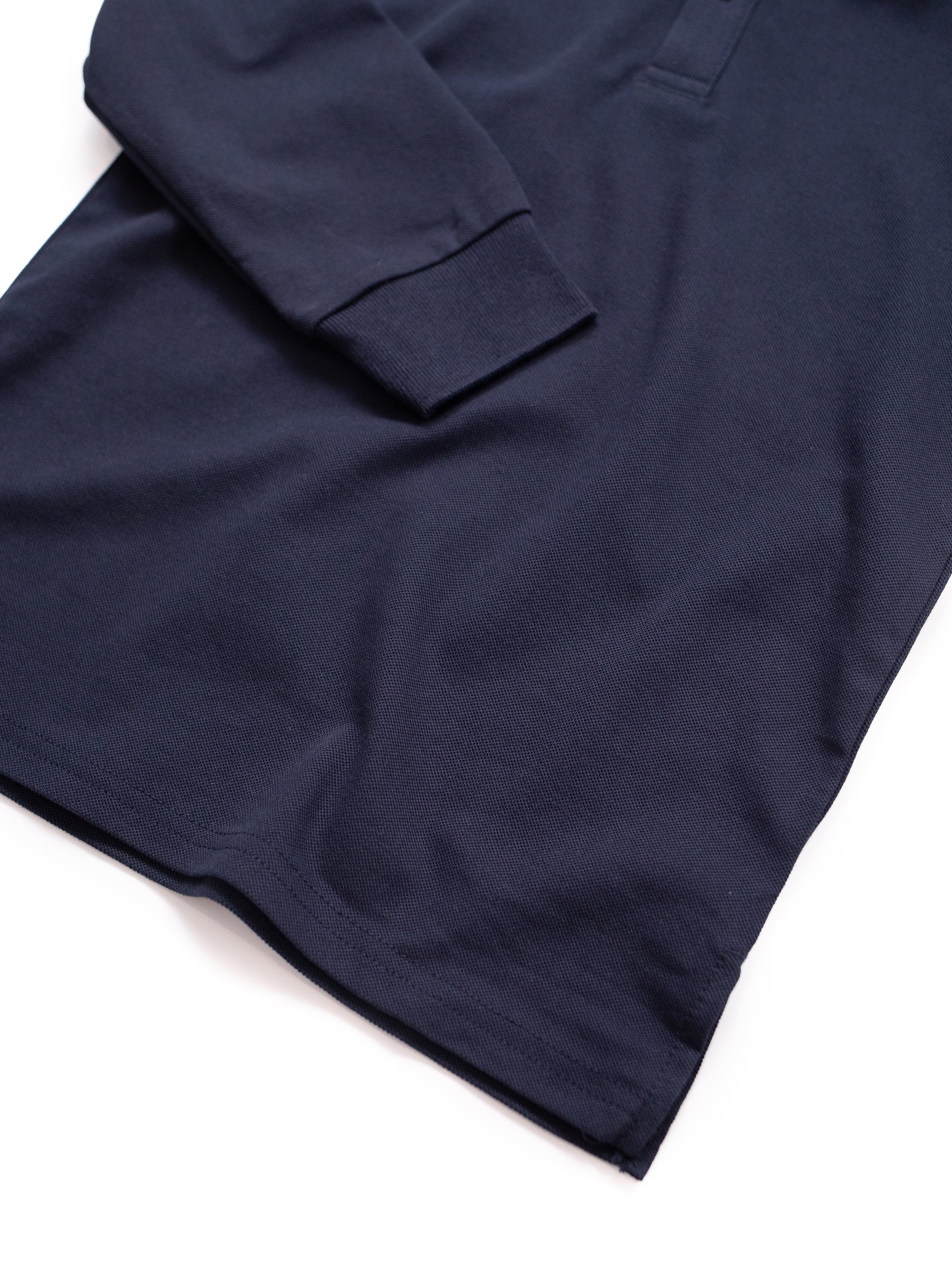 Premium Long Sleeve Polo Shirt for Men - Classic Navy Blue Cotton Blend Business Casual Shirt - Perfect for Office, Golf & Everyday Wear