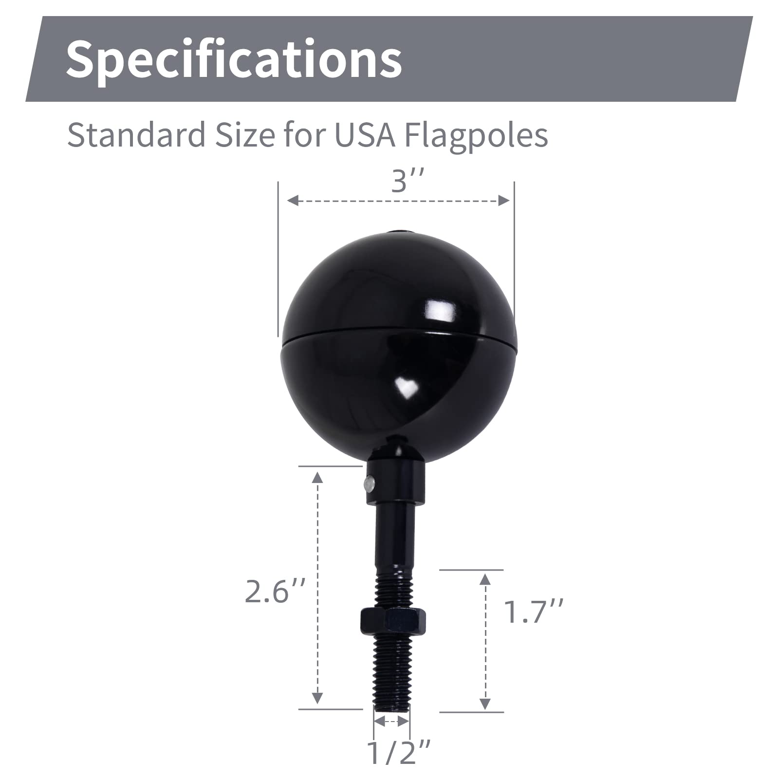 Flag Pole Ball Topper Ornament - 1/2