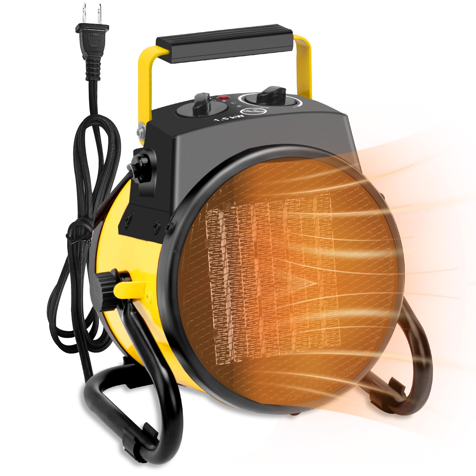 1500W Electric Patio Heater with Overheat Protection - 3S Quick Heat, 3 Modes & 90° Tilt Rotation - Portable Space Heater for Greenhouse, Garage, Outdoor Use - Perfect for Winter Nights, Camping & Backyard Gatherings