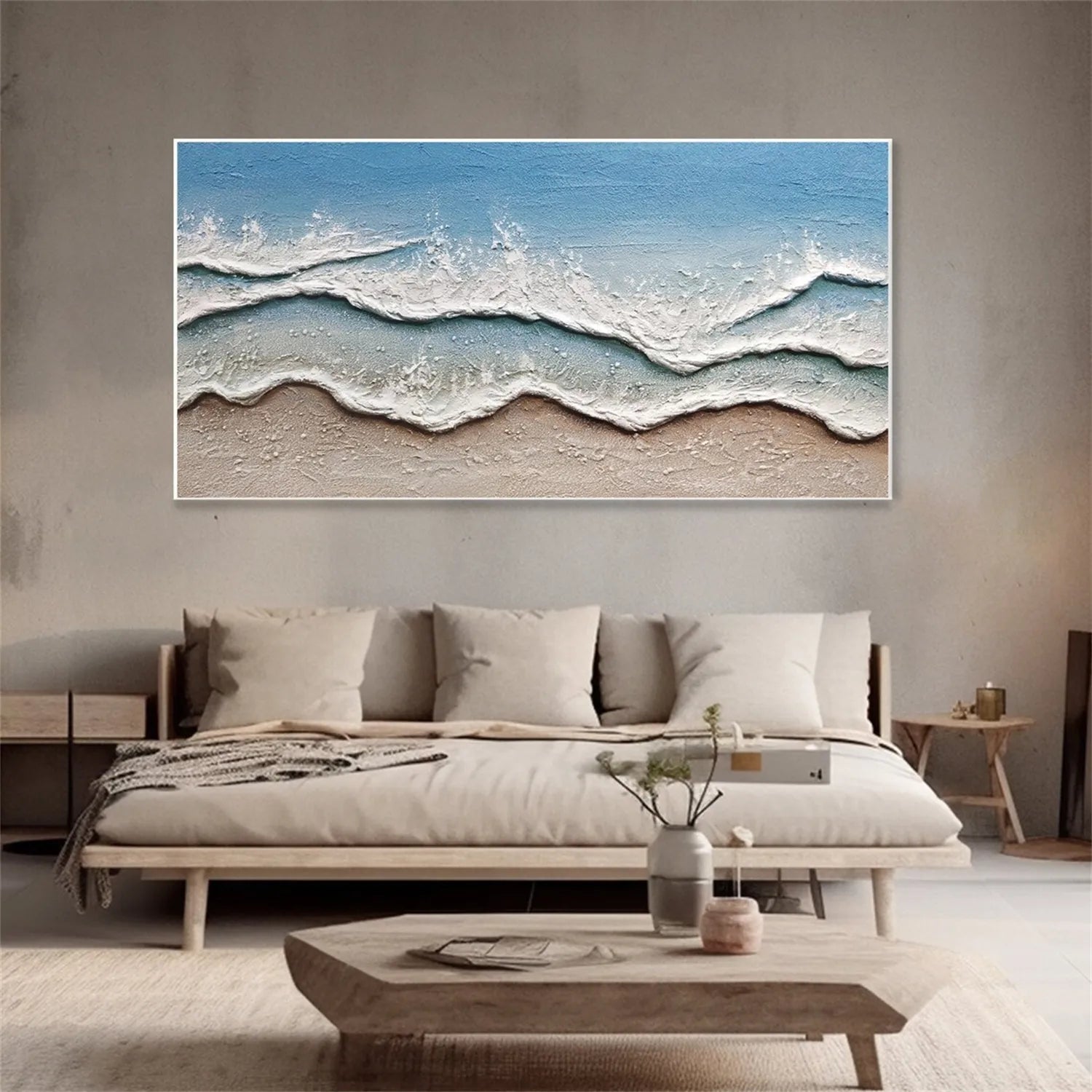 Ocean And Sky Painting #OS 168 - Handmade Canvas Wall Art for Home & Office Decor - Perfect for Living Room, Bedroom or Gift