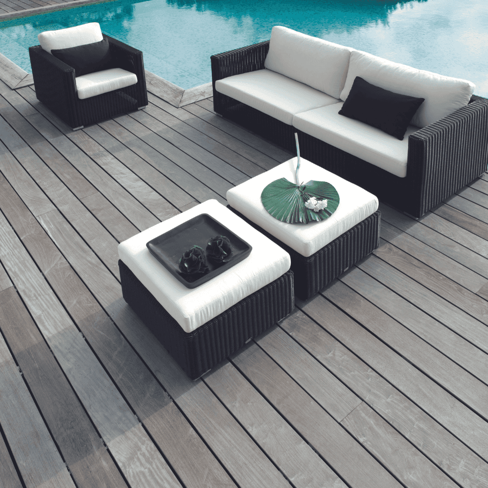 Chester Woven Outdoor Footstool Coffee Table - Stylish & Durable for Patio, Garden, and Poolside Relaxation