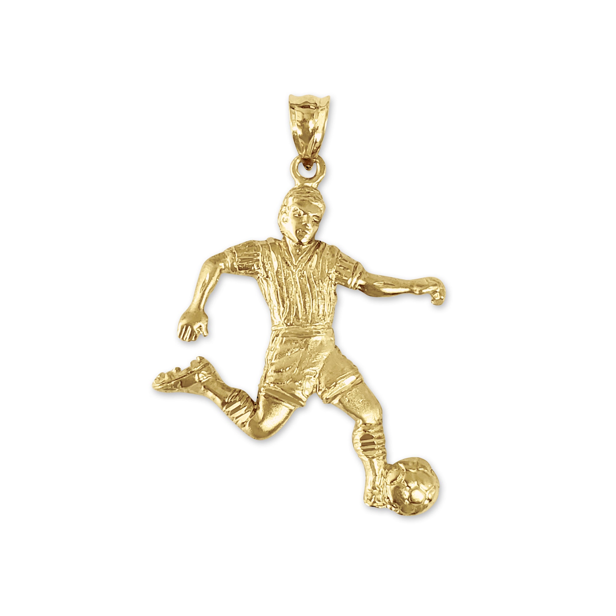 14K Yellow Gold Soccer Player Charm with Diamond Cuts - Perfect Gift for Football Fans & Jewelry Lovers | Game Day, Birthday, Anniversary & Special Occasions
