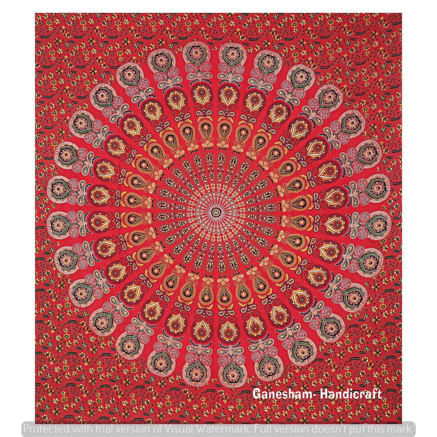 GANESHAM Indian Boho Decor Hippie Tapestry - Cotton Wall Hanging, Bedspread, Tablecloth, Picnic Blanket, Beach Mat & Yoga Mat | Bohemian Bedding & Gypsy Home Decor for Living Room, Bedroom, Outdoor & Meditation Spaces
