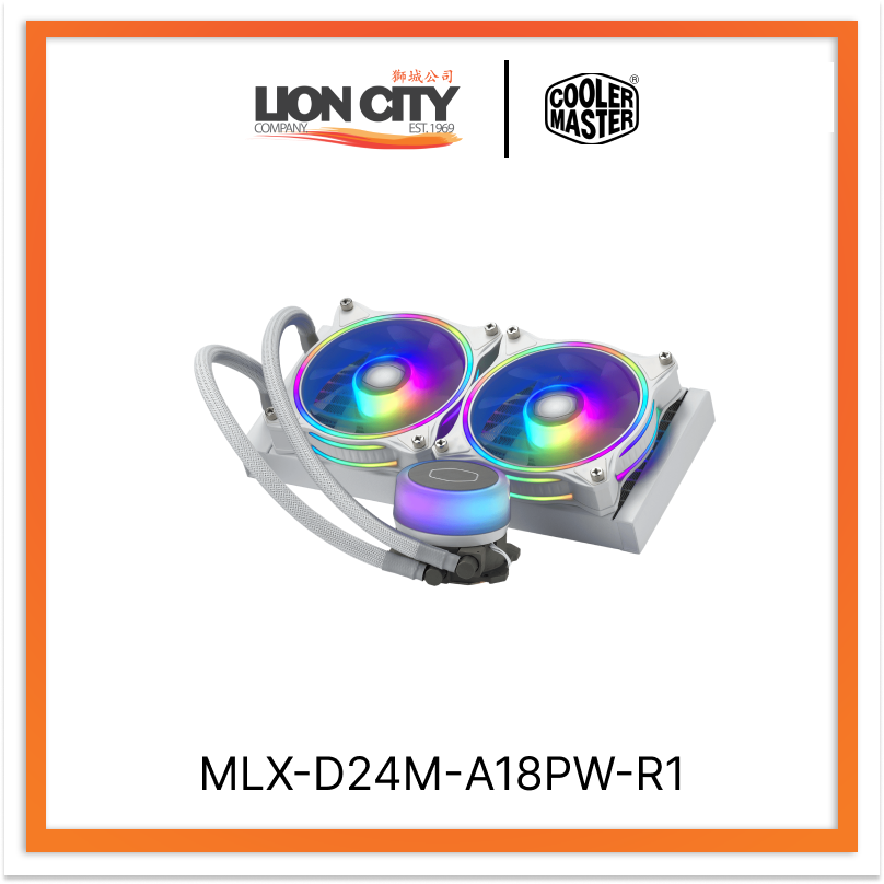 Cooler Master MLX-D24M-A18PW-R1 CM MasterLiquid ML240 Illusion ARGB White Liquid CPU Cooler - 240mm Radiator, Dual 120mm ARGB Fans, 3-Year Warranty - Perfect for Gaming PCs and High-Performance Workstations
