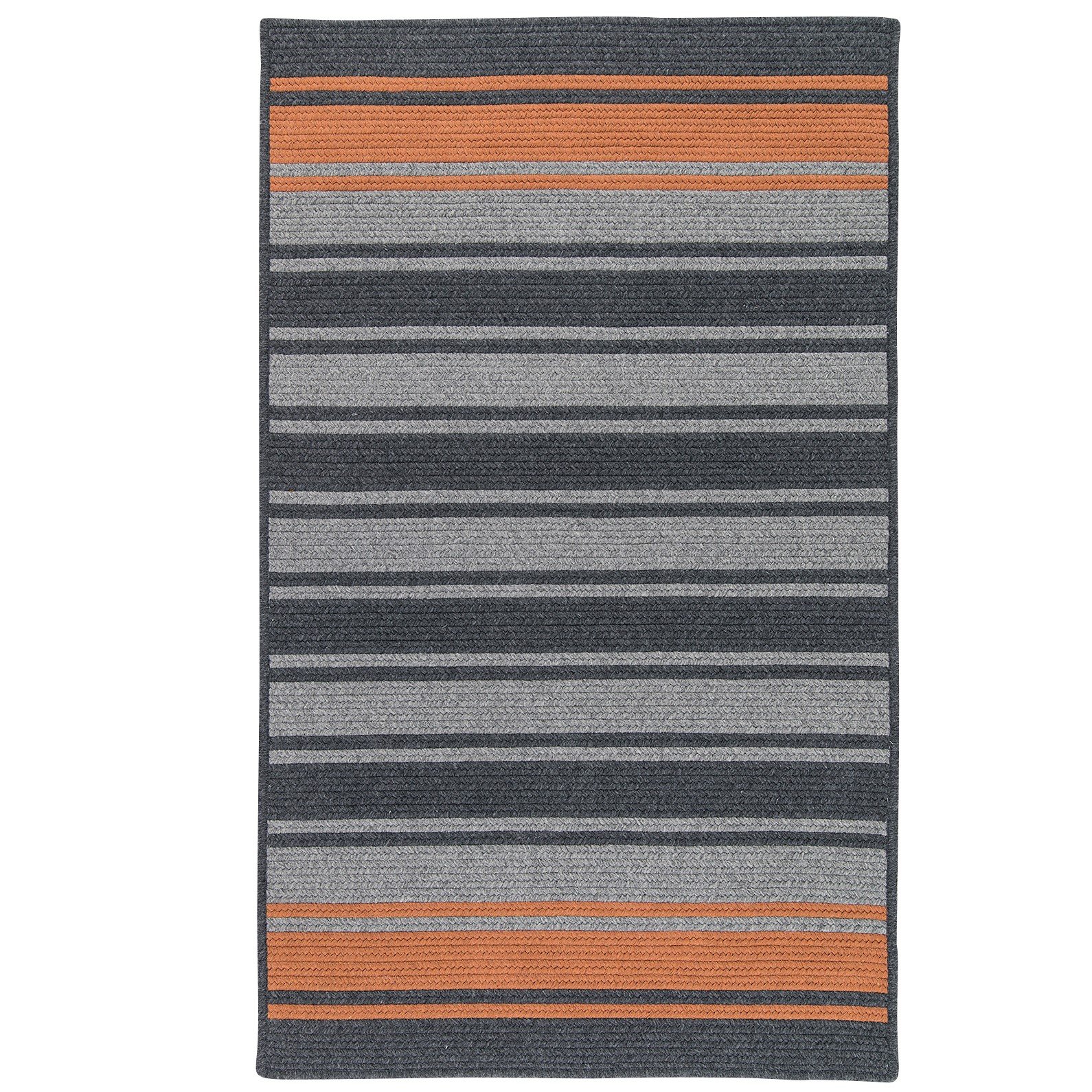 Frazada Stripe Area Rug 6x9 Feet - Soft Handwoven Wool Rug in Charcoal & Orange for Living Room, Bedroom, or Dorm Decor