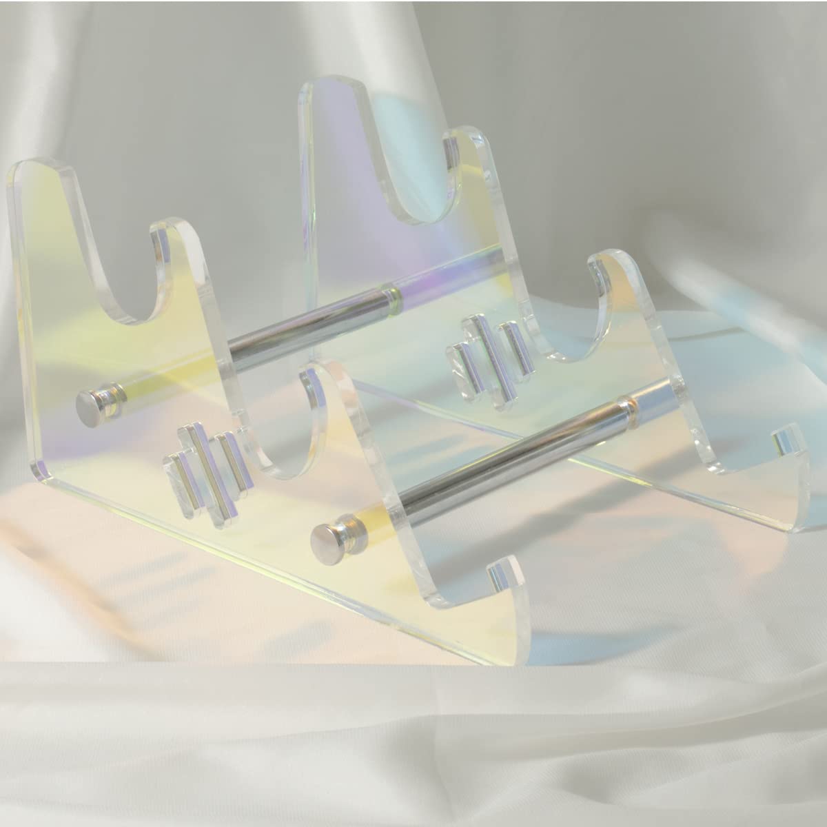 3-Tier Acrylic Keyboard Display Stand - Clear Colorful Mechanical Keyboard Storage Holder & Collection Organizer - Perfect for Gaming Setup, Office Desk Accessories & Keyboard Enthusiast Display