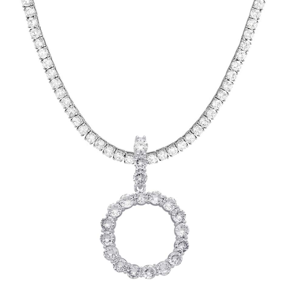 Custom Name Initial Necklace for Women & Men - Sterling Silver Tennis Chain with Bling CZ Stones | Personalized Letter Jewelry Gift for Anniversary, Birthday & Special Occasions